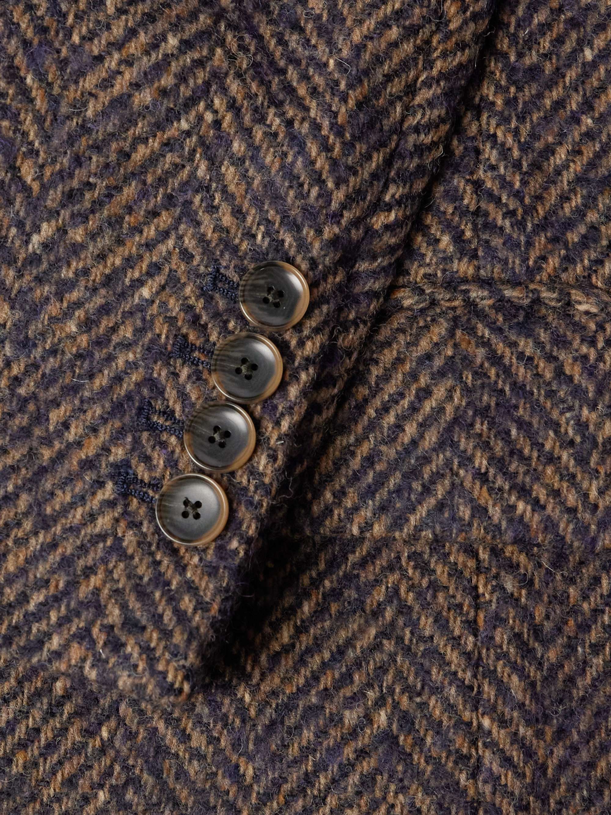 Double-Breasted Herringbone Wool-Blend Blazer view