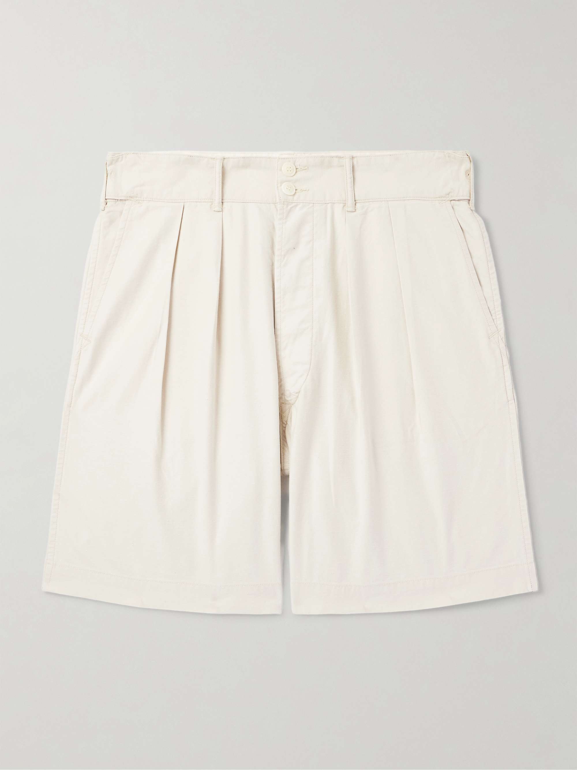 Hawkes Straight-Leg Pleated Cotton-Twill Shorts view