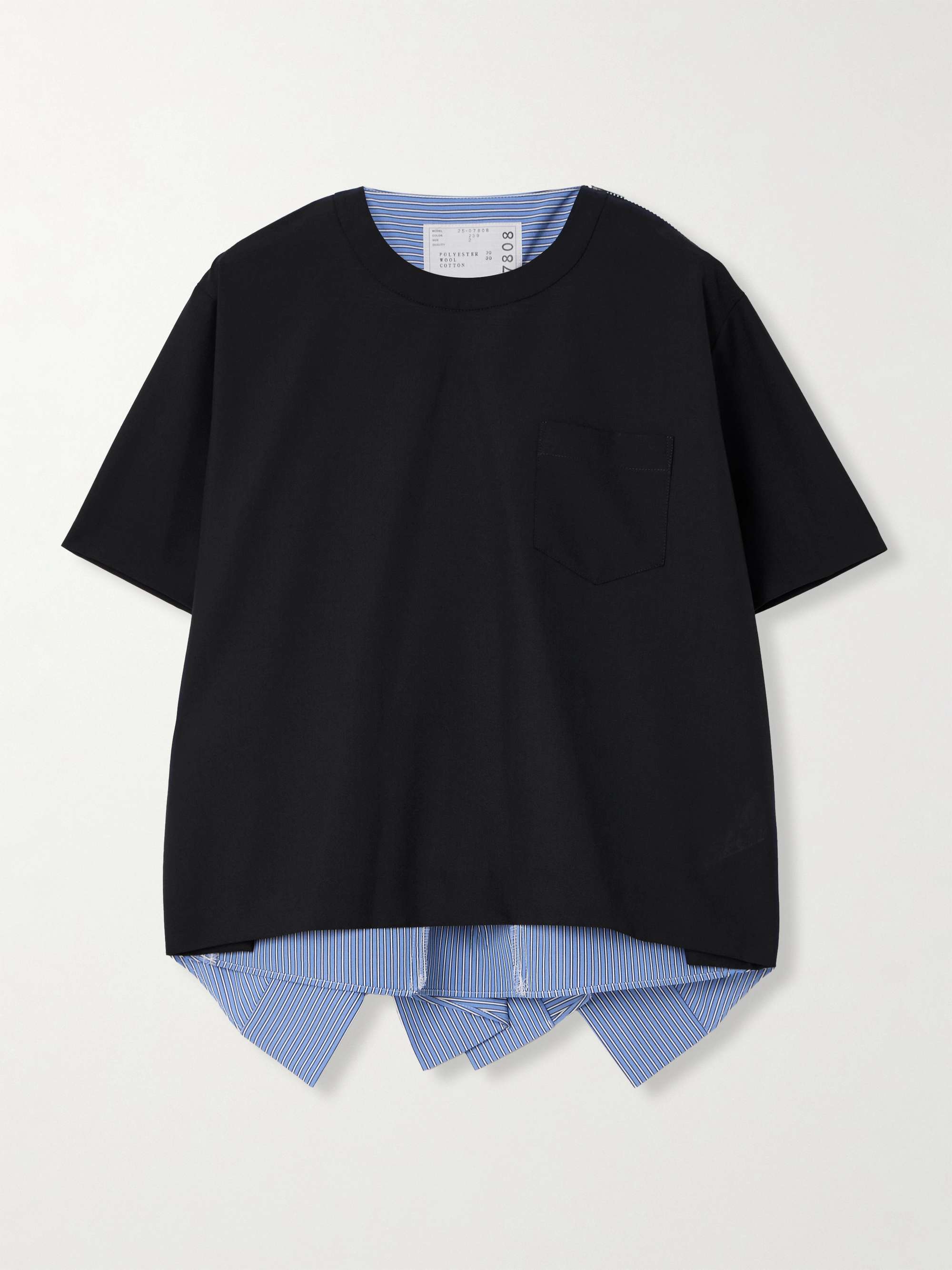 Cotton-blend poplin-paneled jersey top view