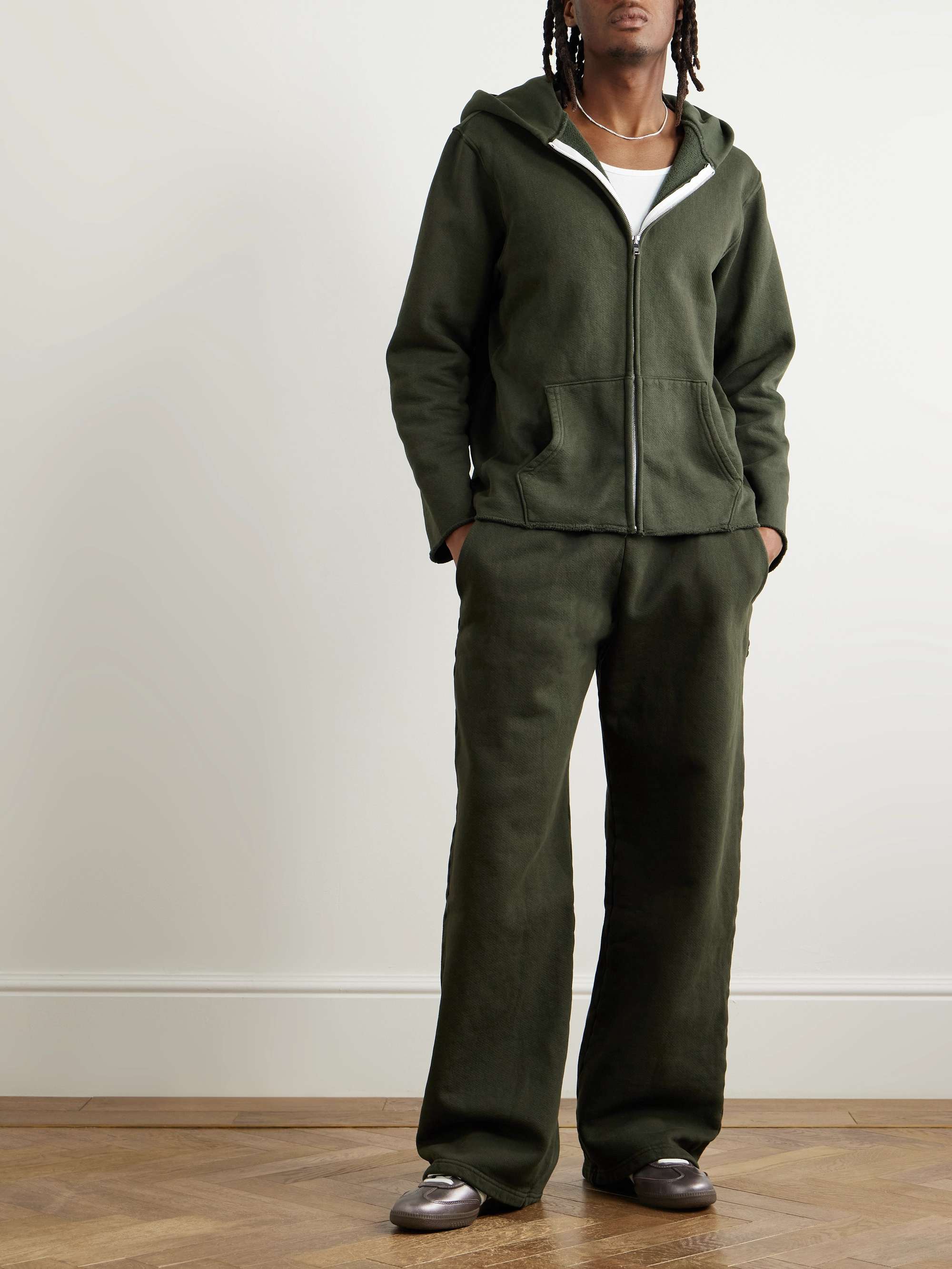 Wide-Leg Garment-Dyed Cotton-Jersey Sweatpants view