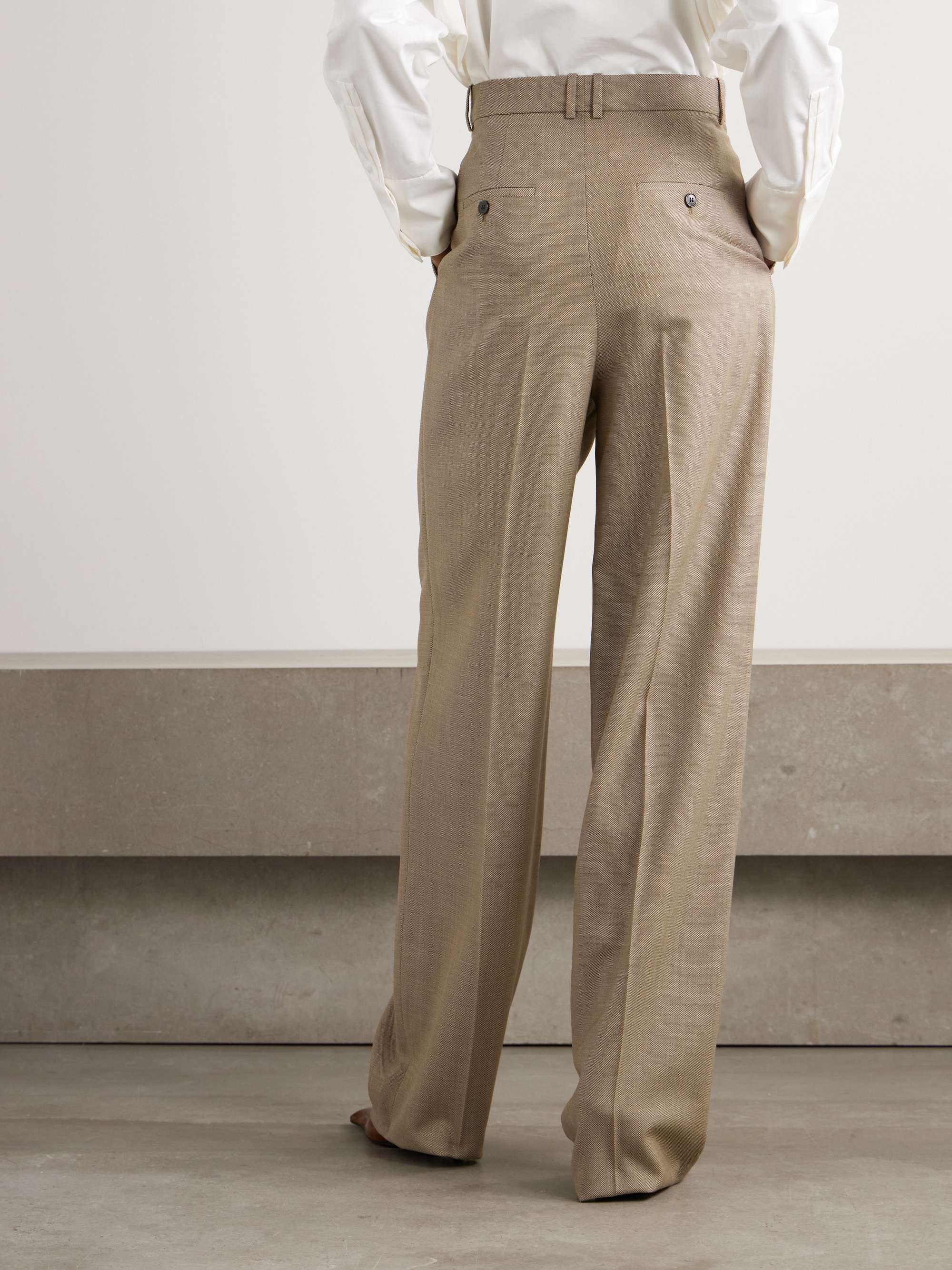 Pleated wool-canvas wide-leg pants view
