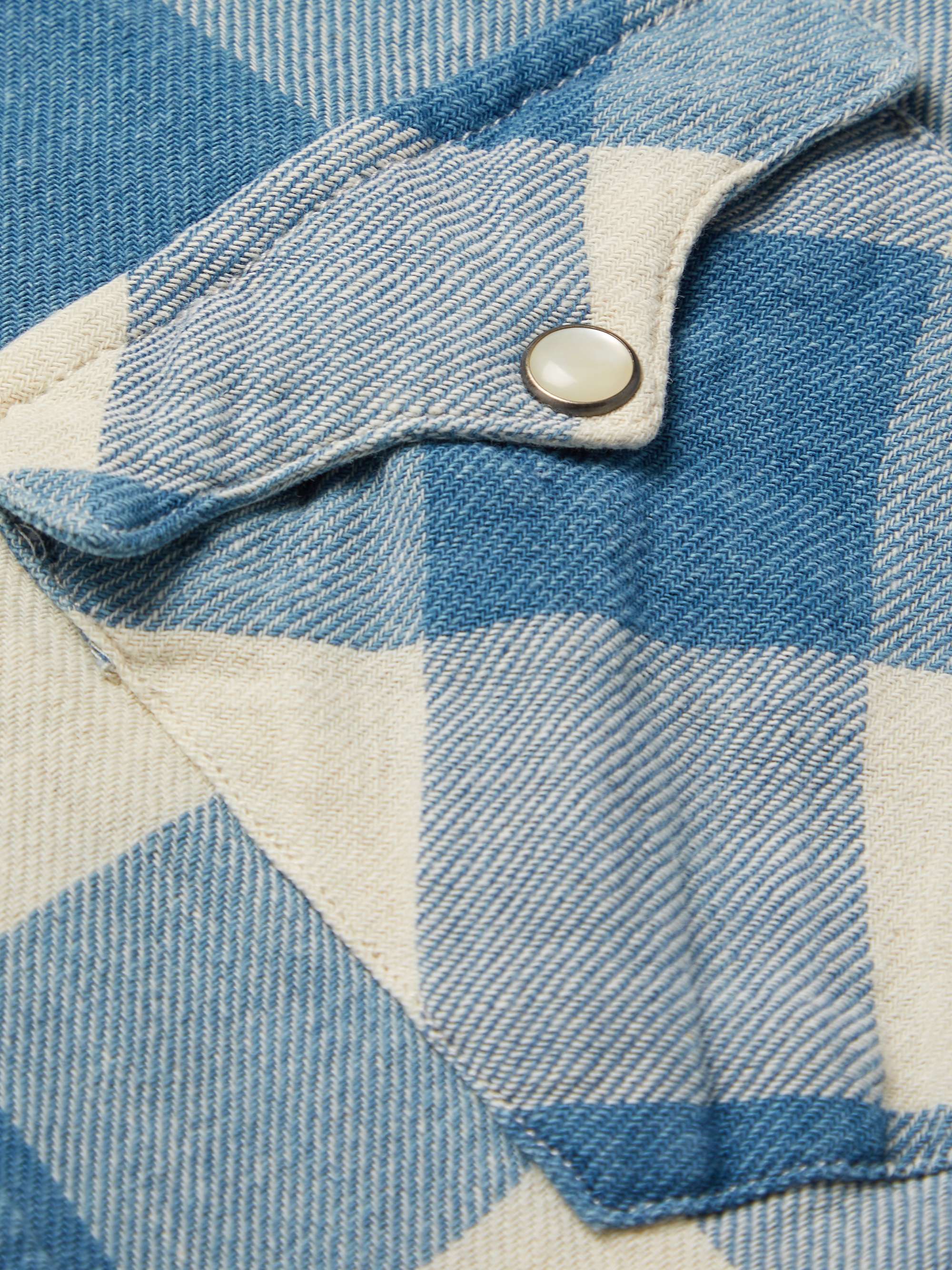 Buffalo-Checked Cotton and Linen-Blend Flannel Shirt view