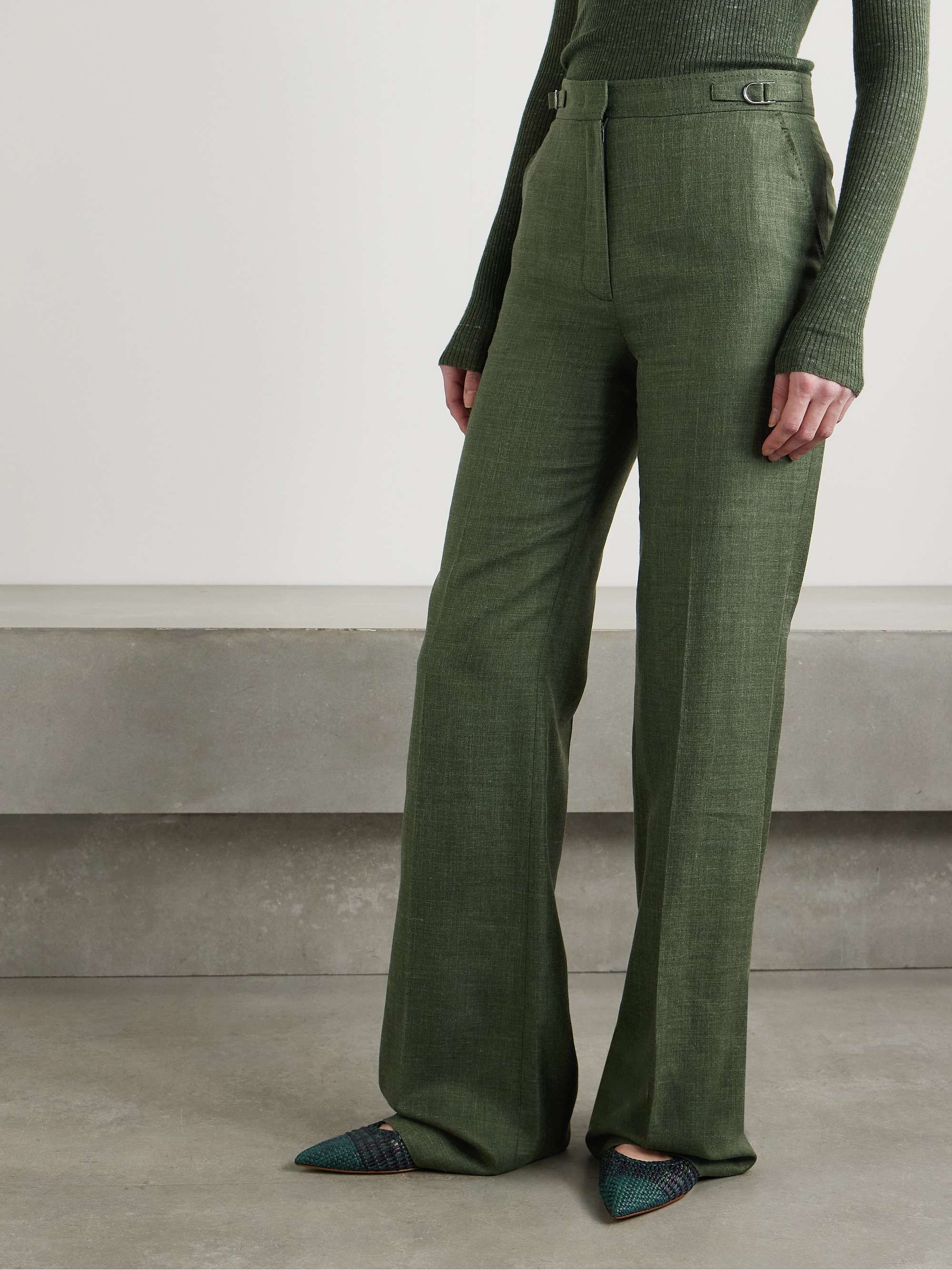 Vesta wool, silk and linen-blend flared pants view