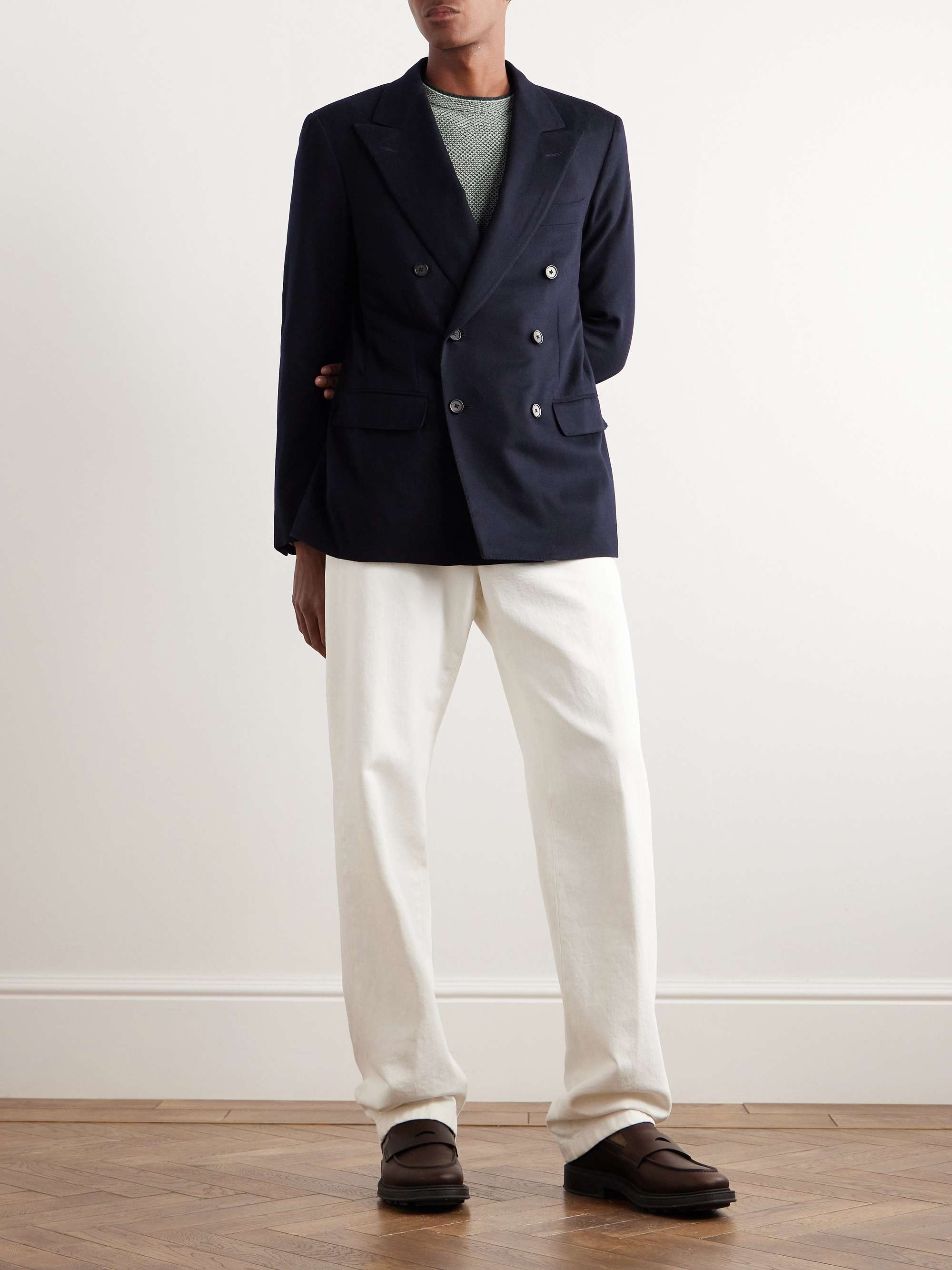 Milano Double-Breasted Brushed Cashmere Blazer view