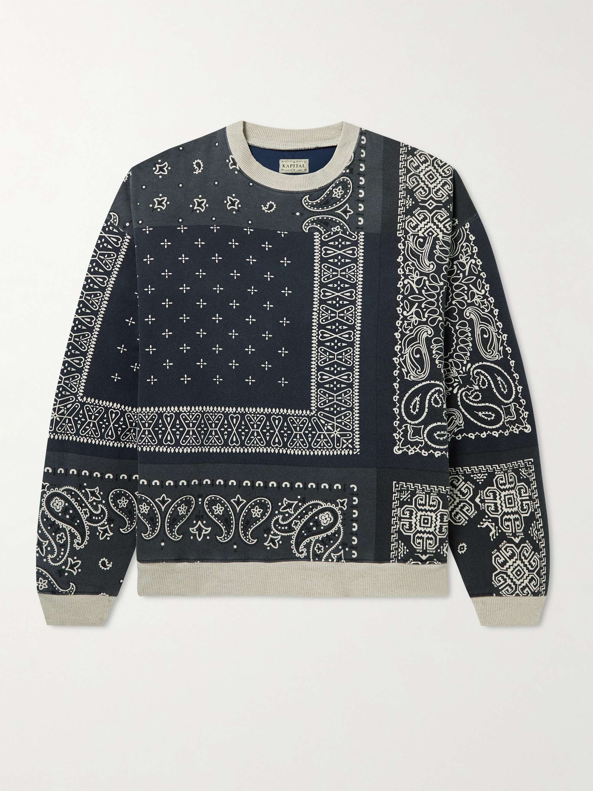 Bandana-Print Cotton-Jersey and Quilted Shell Sweatshirt view