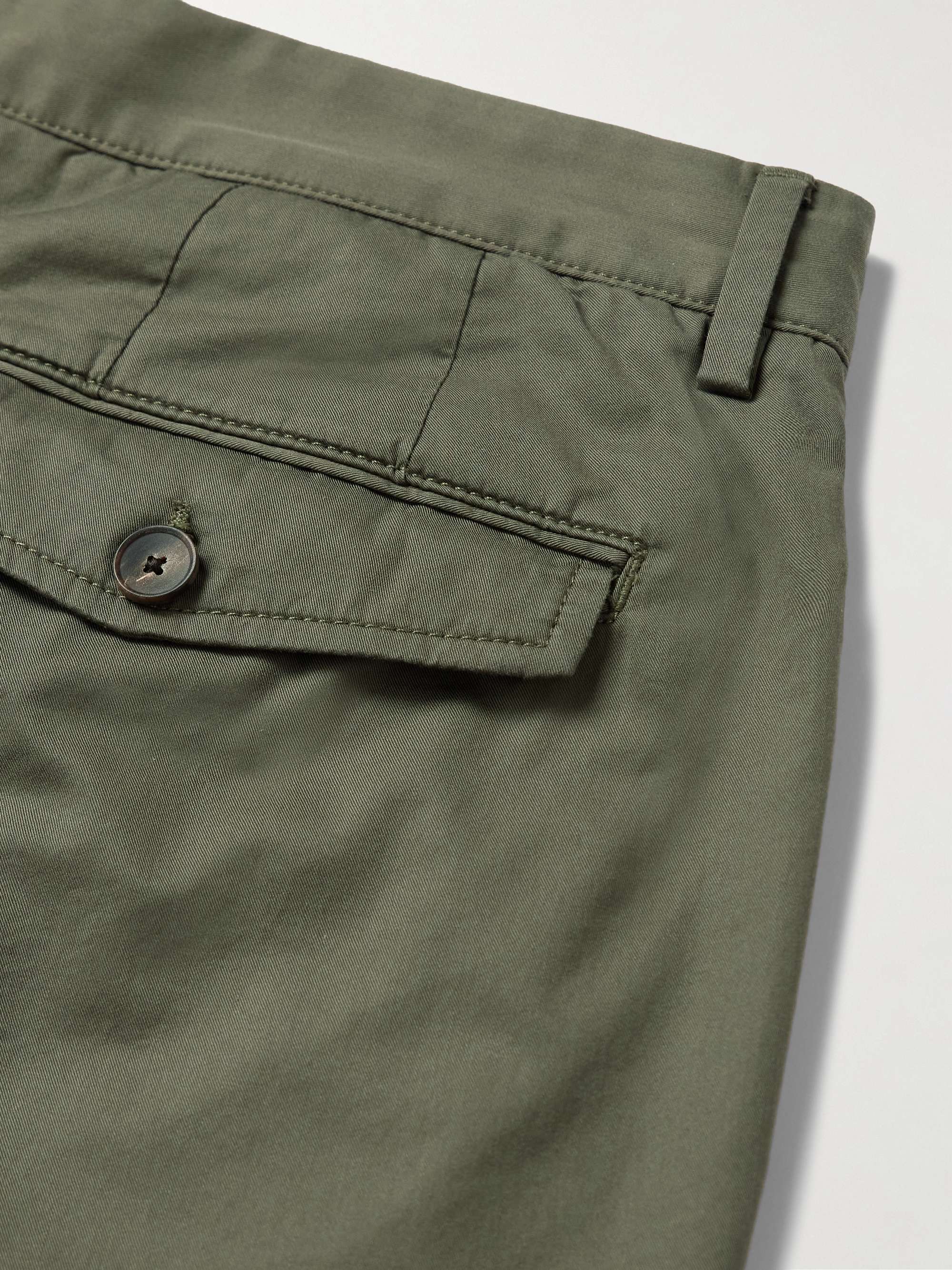 Straight-Leg Pleated Organic Cotton-Poplin Shorts view