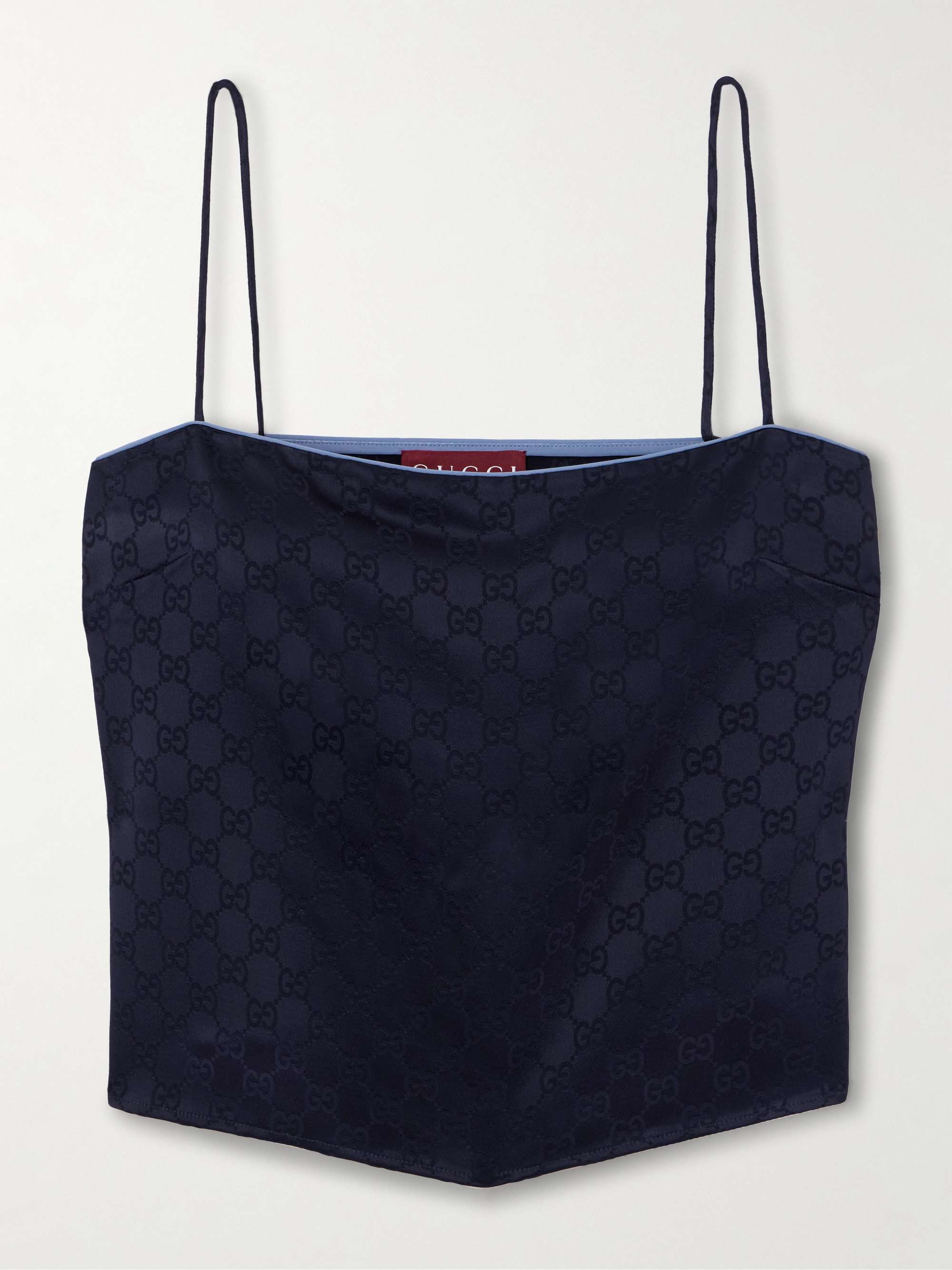Cropped satin-jacquard camisole view