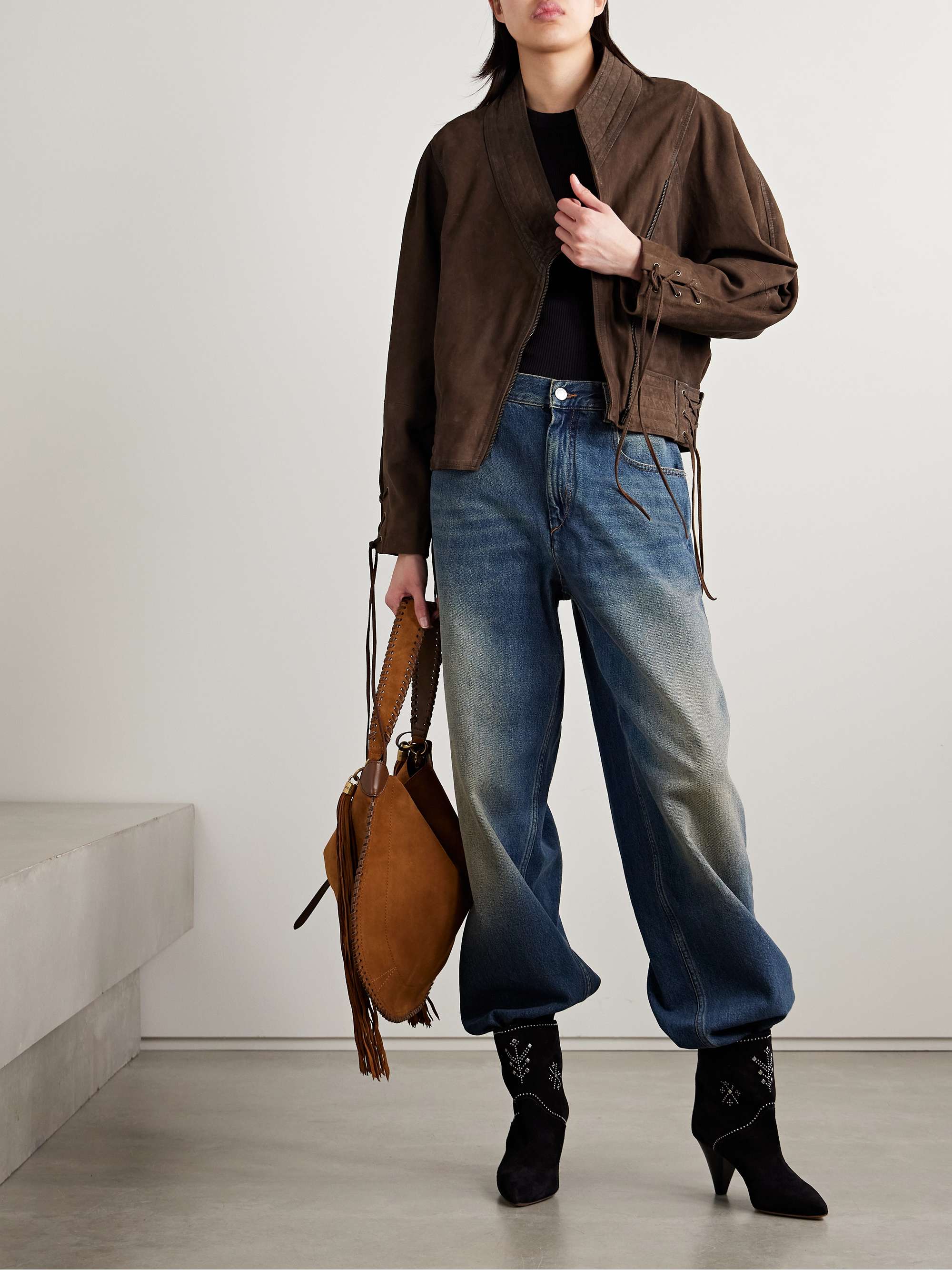 Edina lace-up suede jacket view