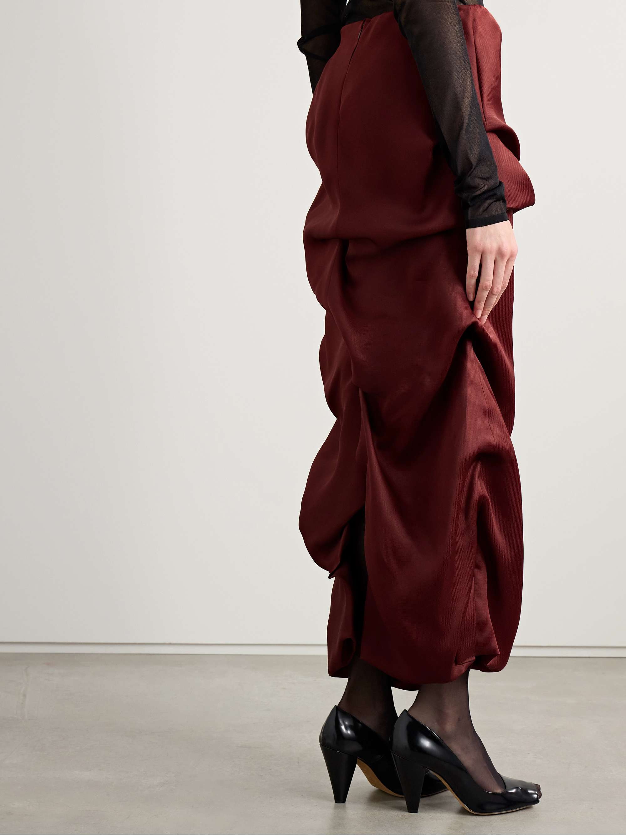 Olula draped silk-gazar midi skirt view