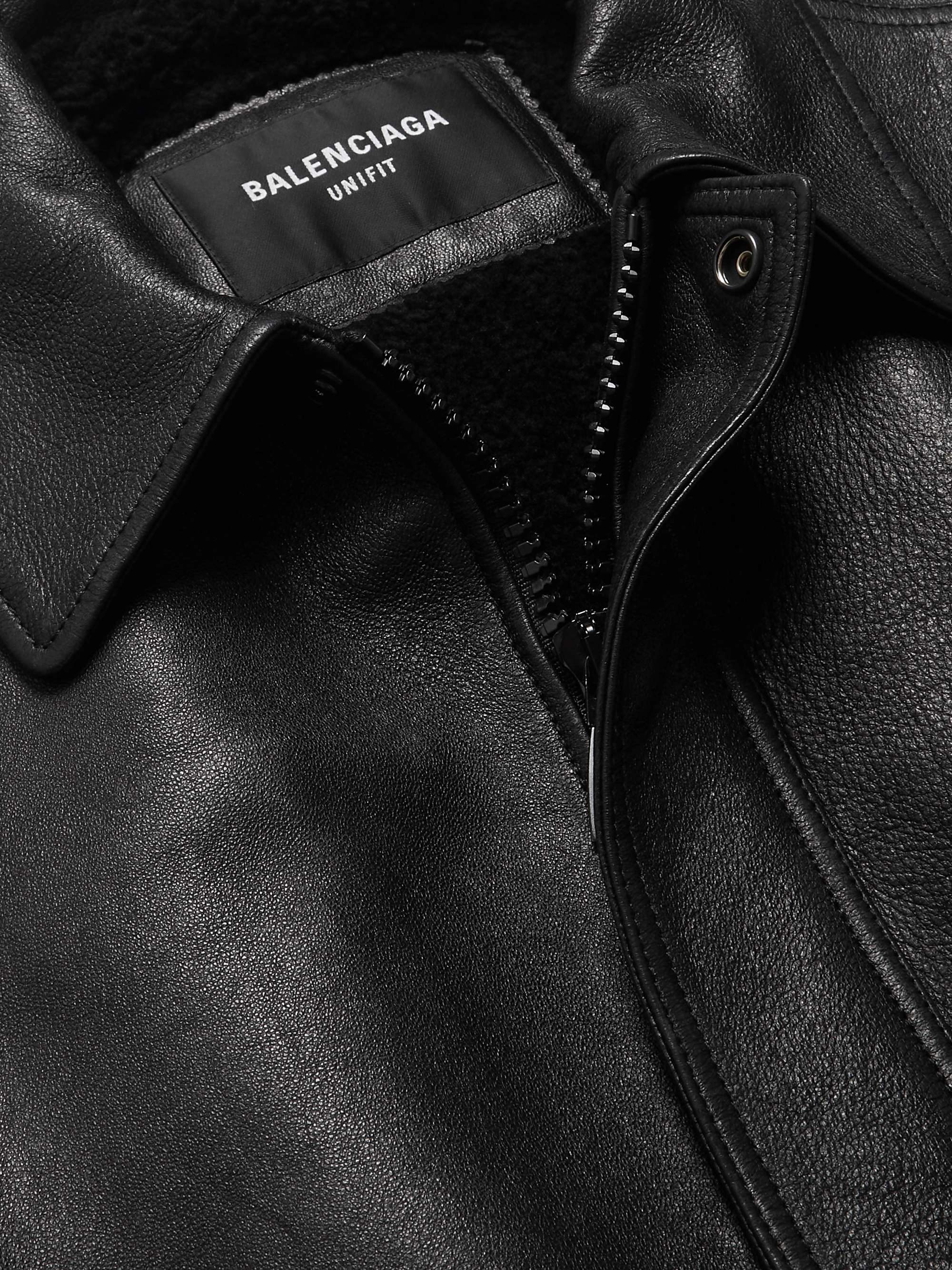 Logo-Embroidered Leather Blouson Jacket view