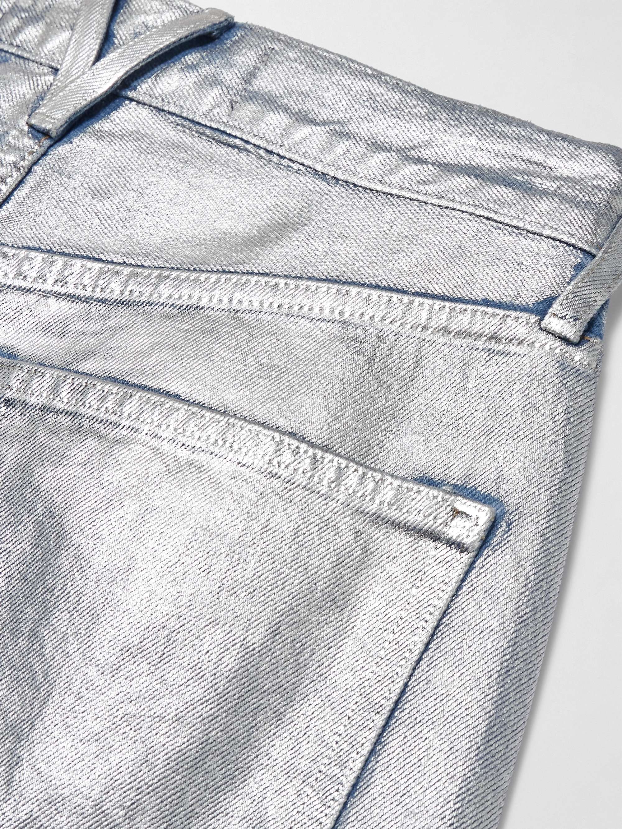 Daniela high-rise straight-leg metallic coated jeans view