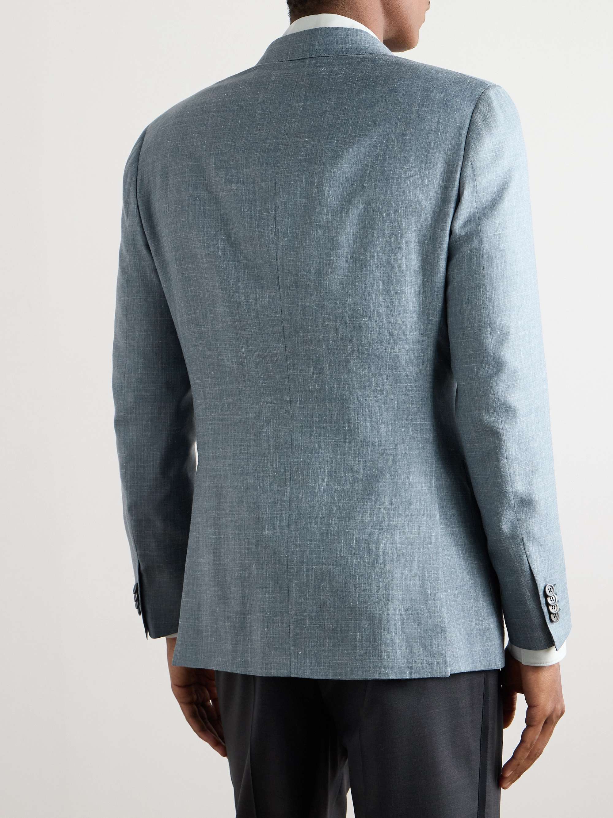 Double-Breasted Silk, Cashmere and Linen-Blend Suit Jacket view