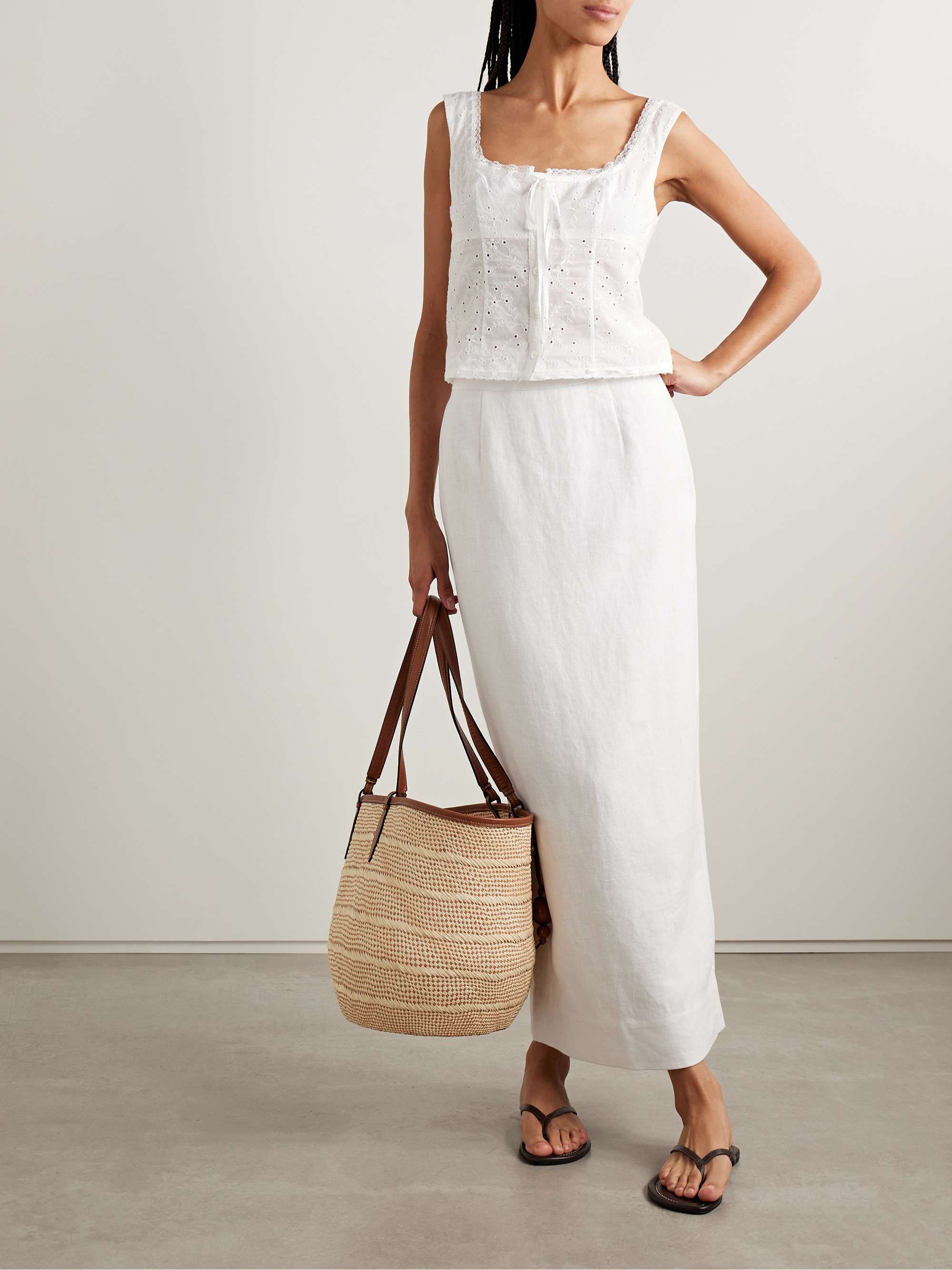 Lou lace-trimmed broderie anglaise cotton tank view