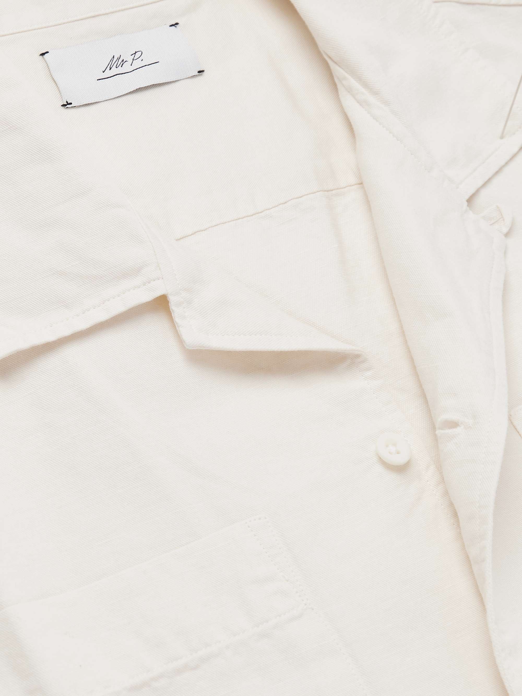Camp-Collar Cotton and Linen-Blend Twill Shirt view