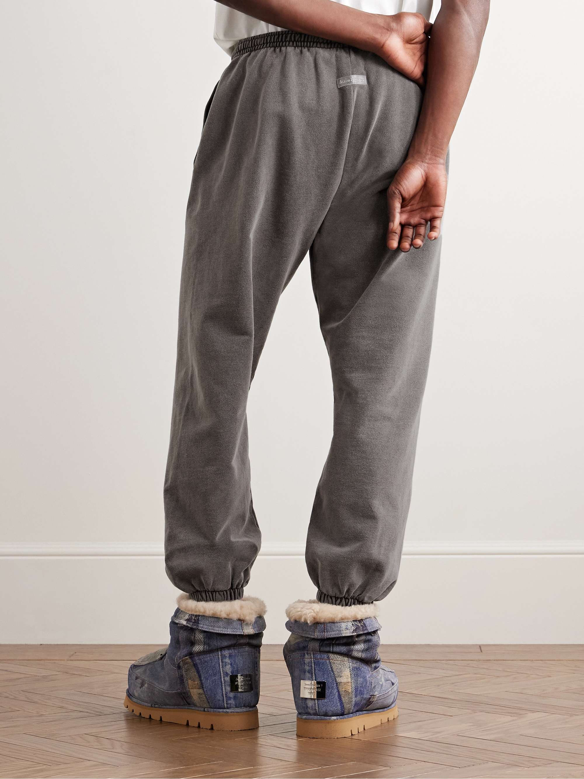 Pale Tapered Cropped Cotton-Jersey Sweatpants view
