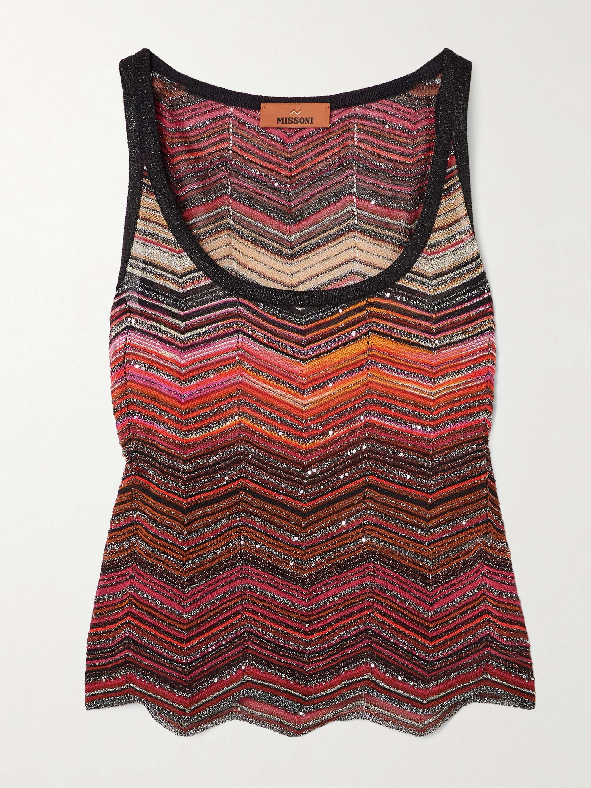 Mare sequined striped metallic crochet-knit tank view