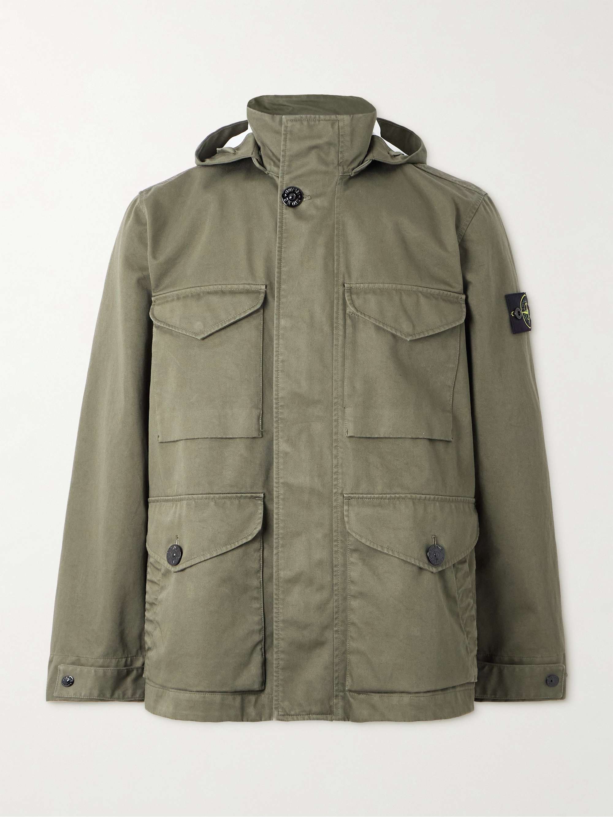 Logo-Appliquéd Coated Cotton-Canvas Hooded Jacket view