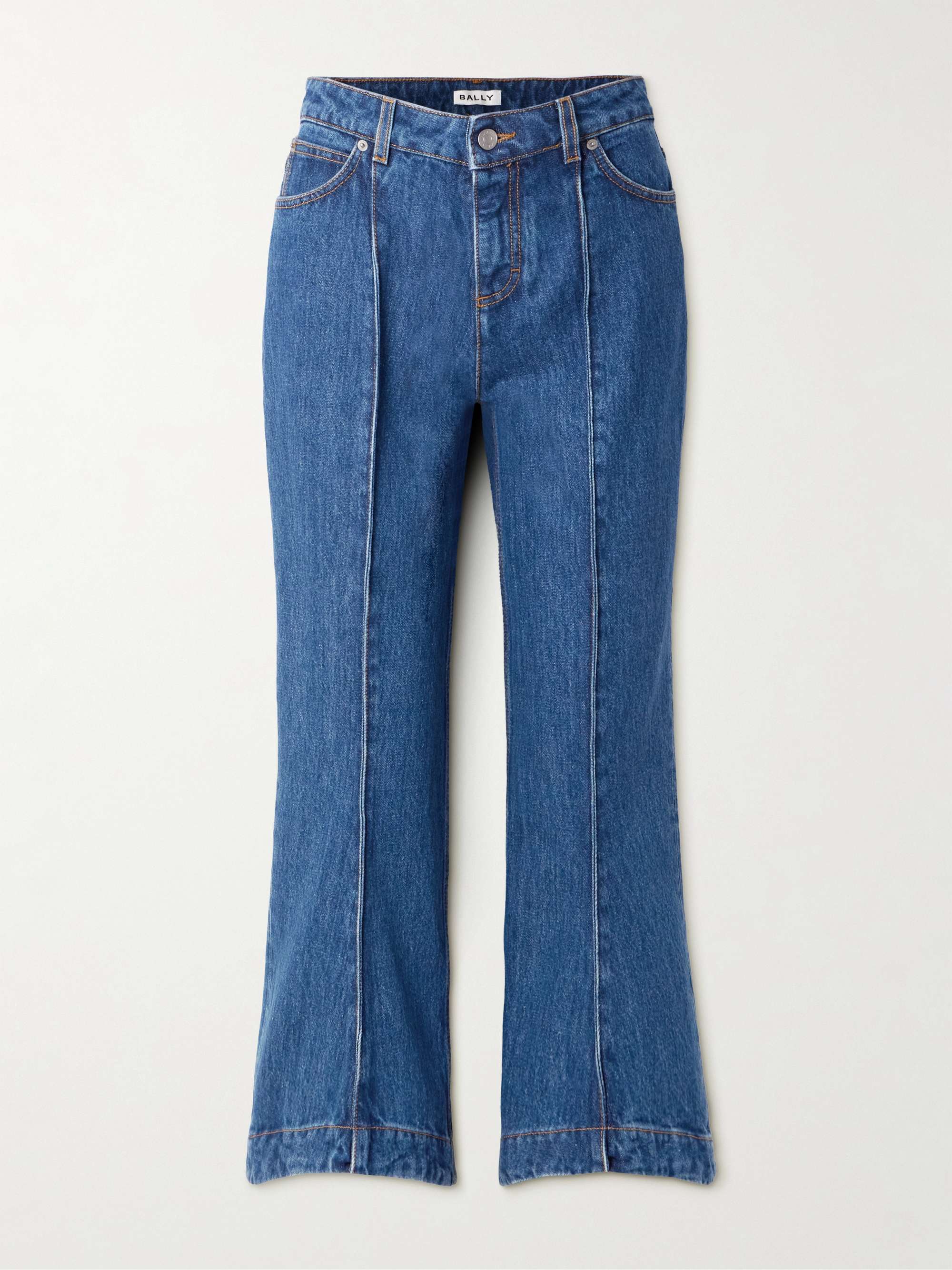 Cropped paneled high-rise flared jeans view