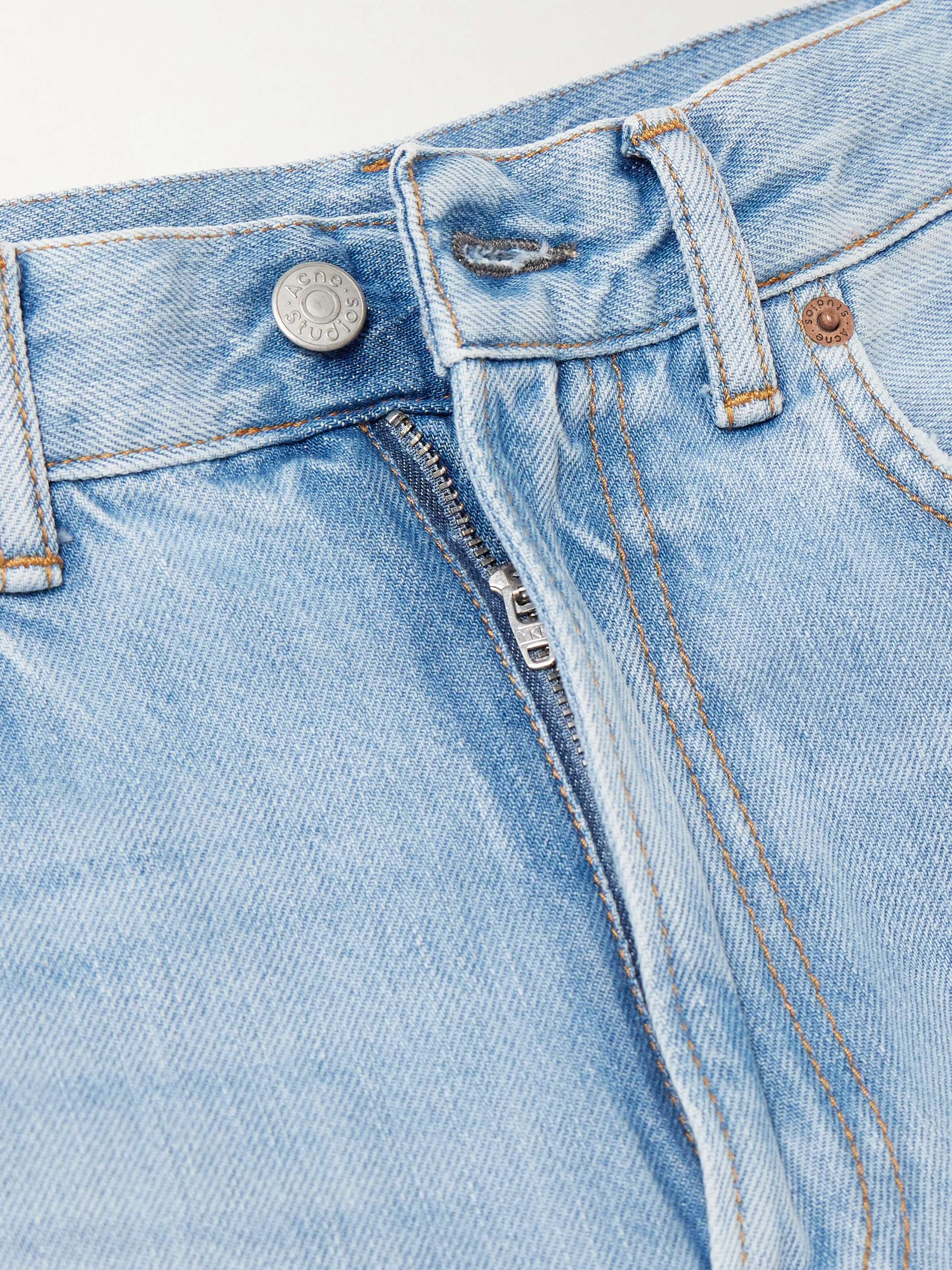 Distressed high-rise wide-leg organic jeans view