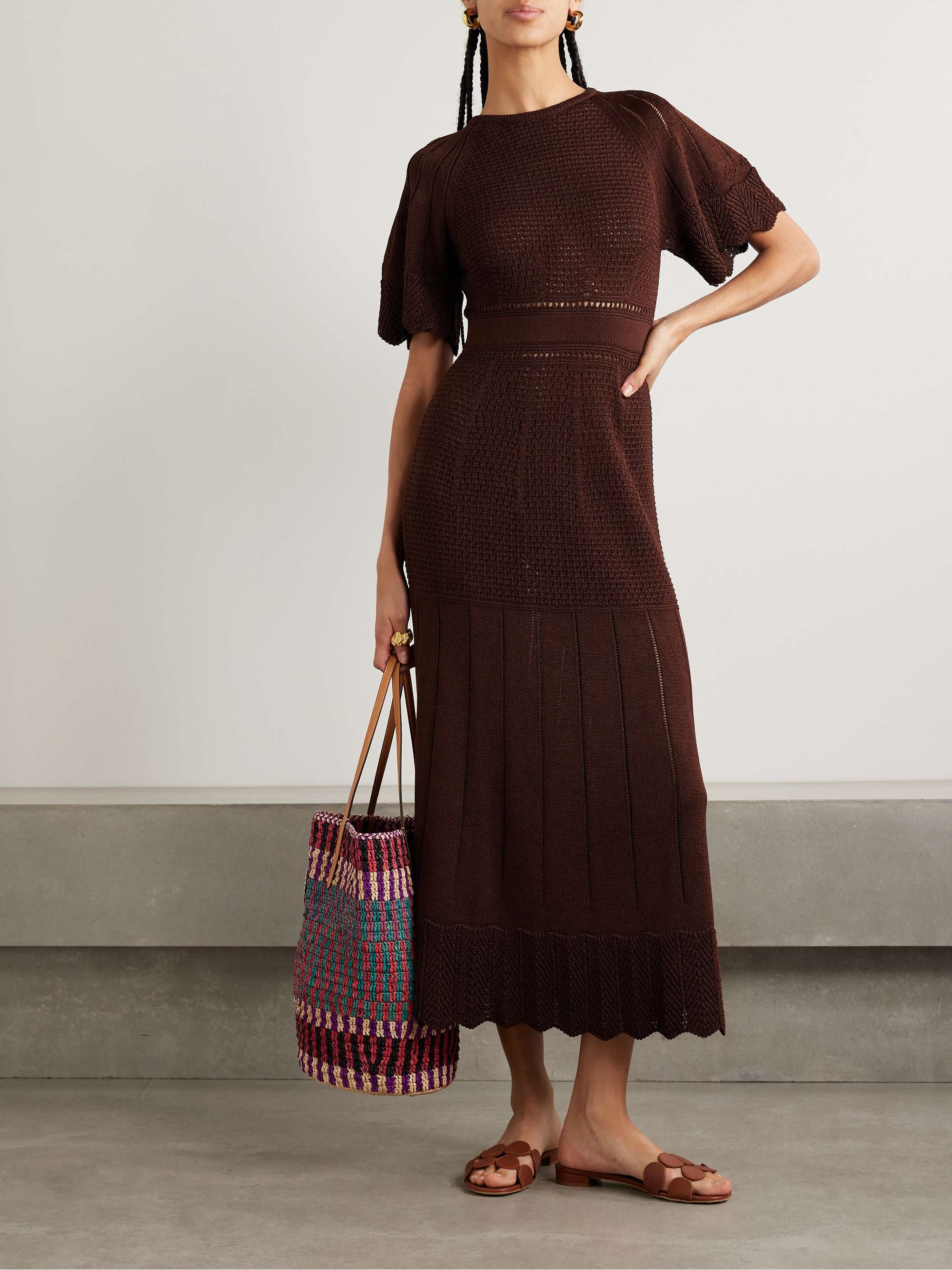 Imaginaire pointelle-knit cotton-blend maxi dress view