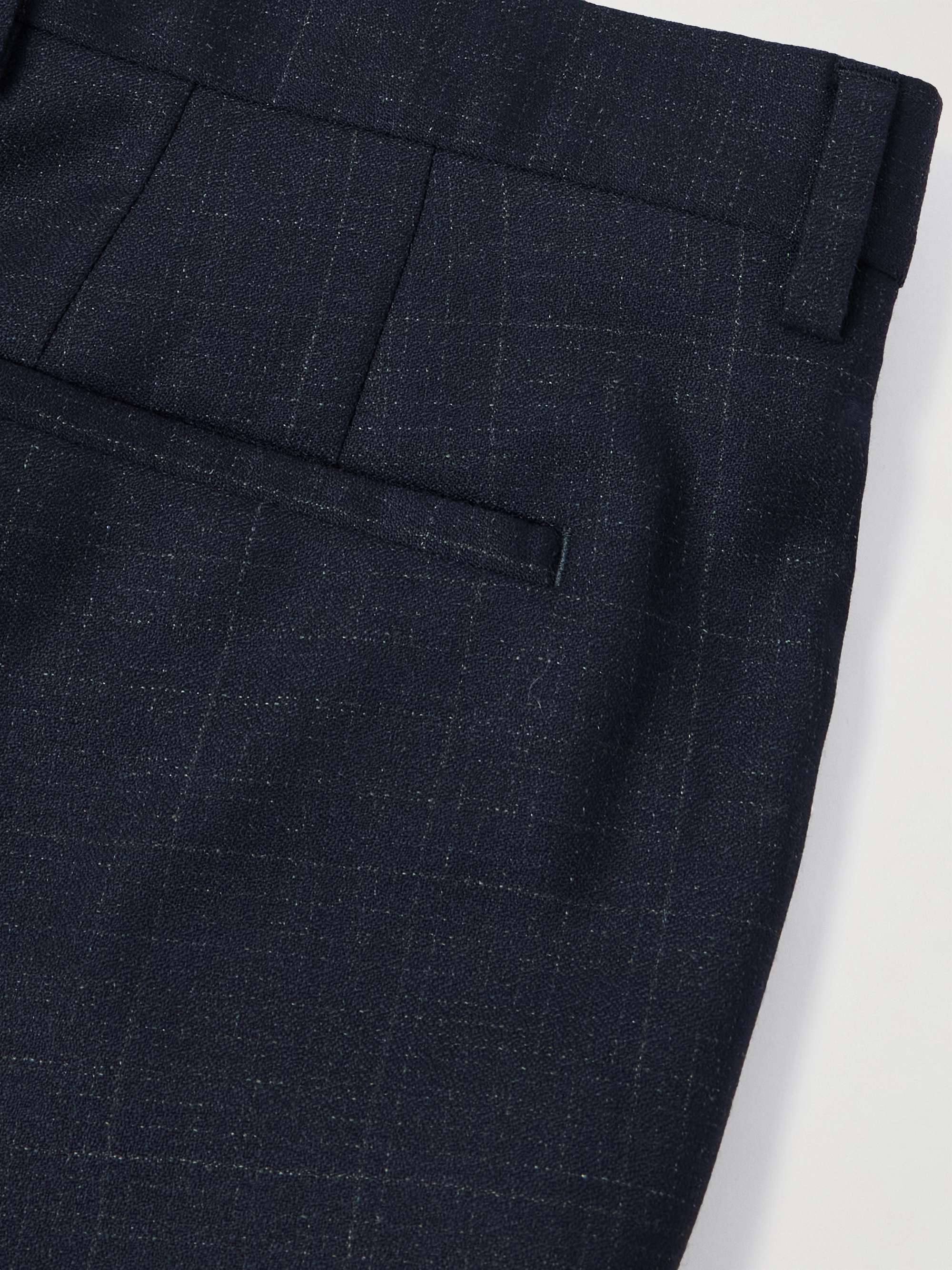 Straight-Leg Checked Wool Suit Trousers view