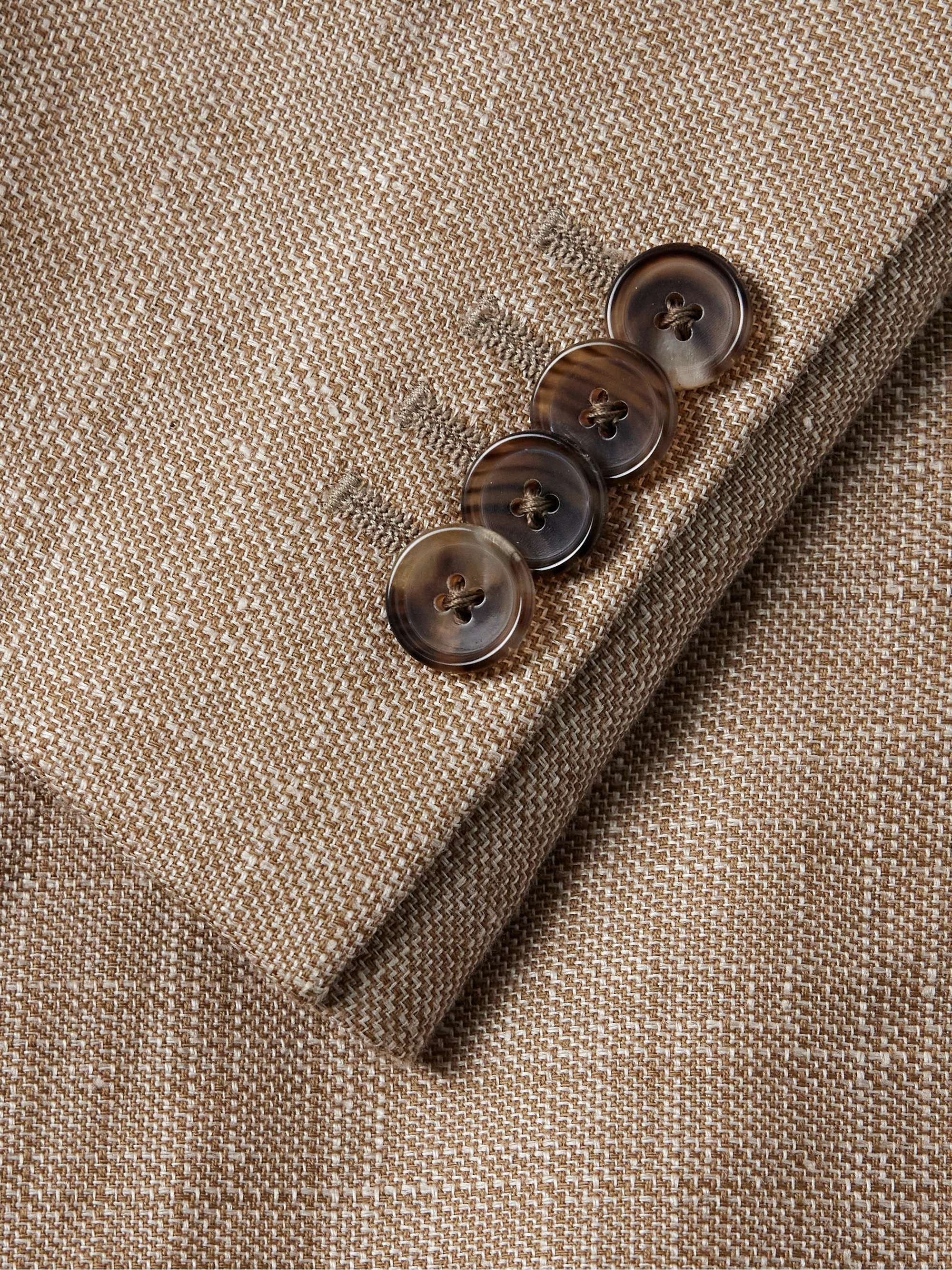 Slim-Fit Double-Breasted Linen and Wool-Blend Blazer view
