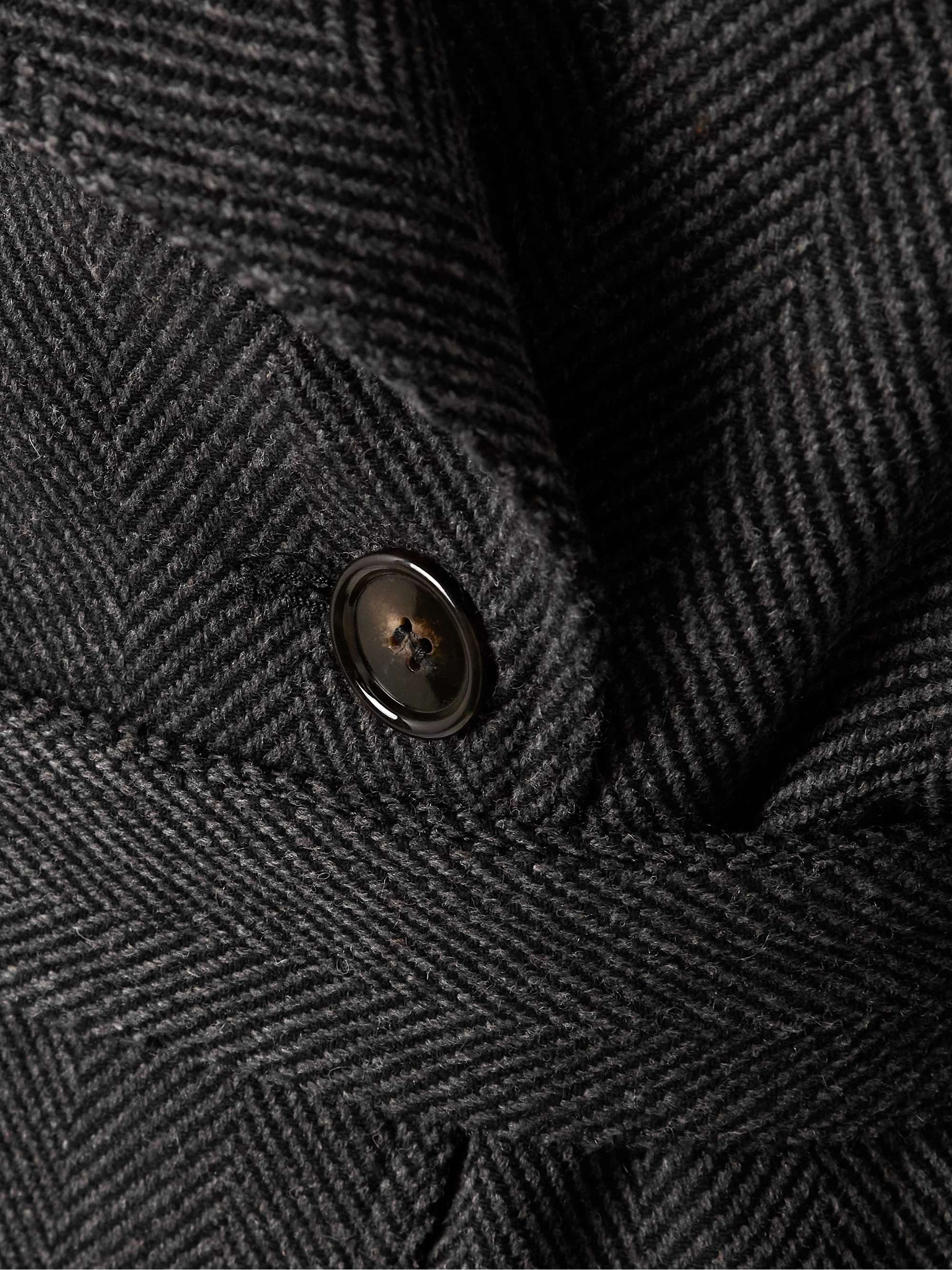 Oversized belted herringbone wool-blend coat view
