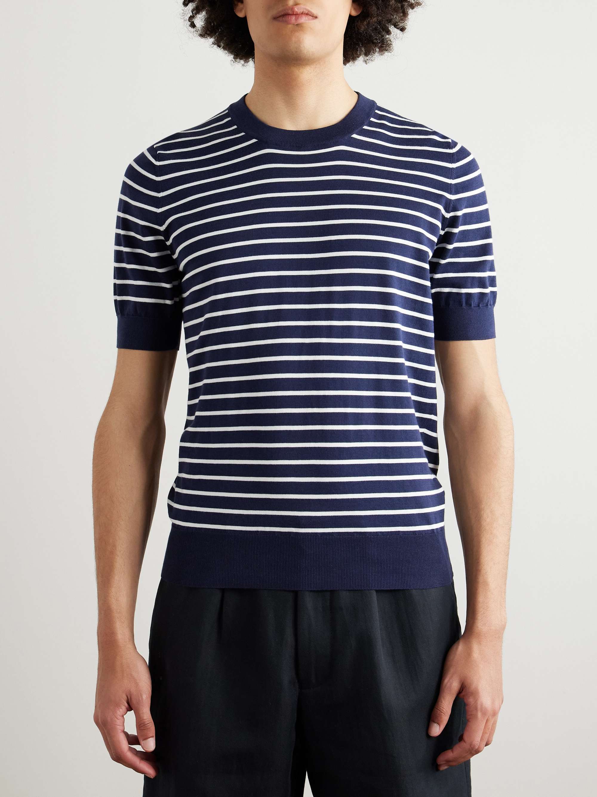 Slim-Fit Striped Cotton T-Shirt view