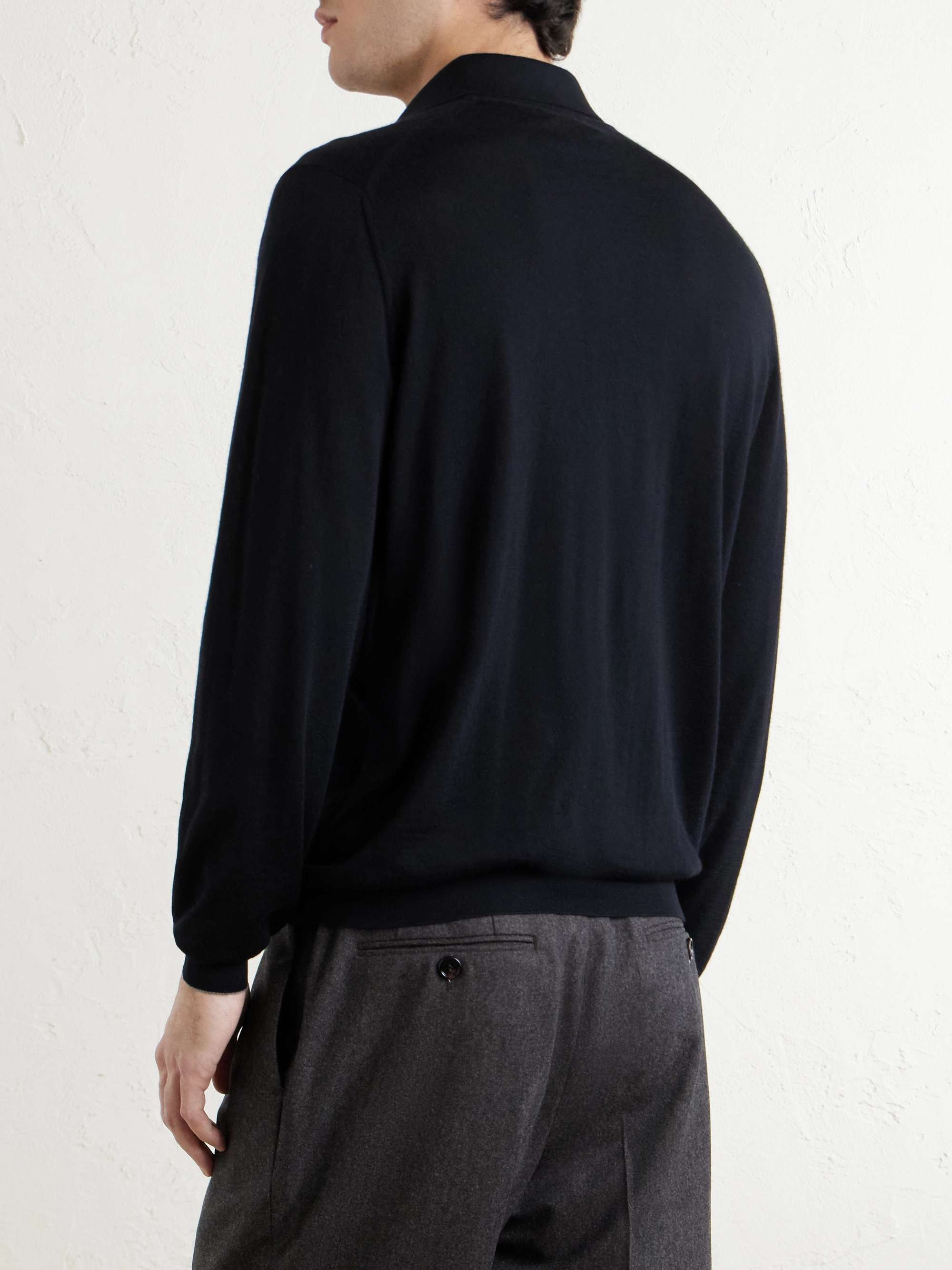 Virgin Wool and Cashmere-Blend Polo Shirt view