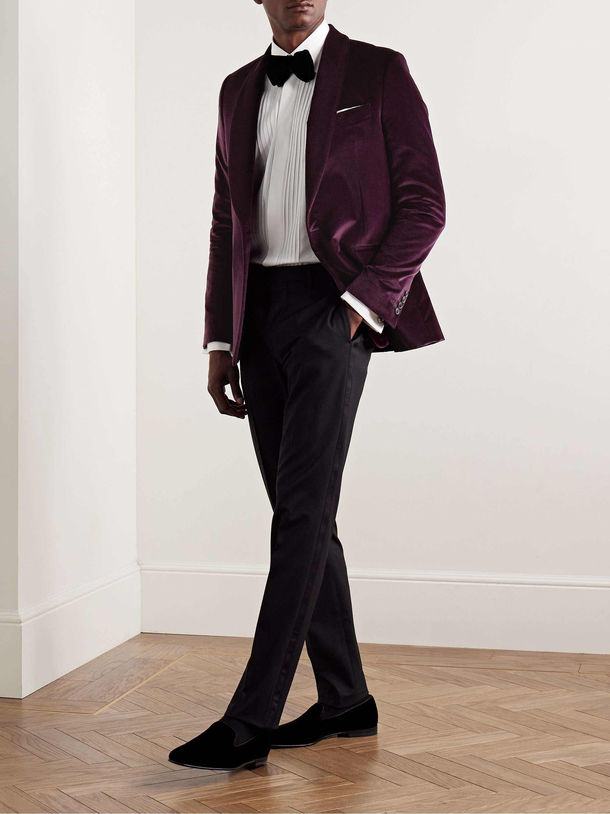 Shawl-Collar Cotton-Velvet Tuxedo Jacket view