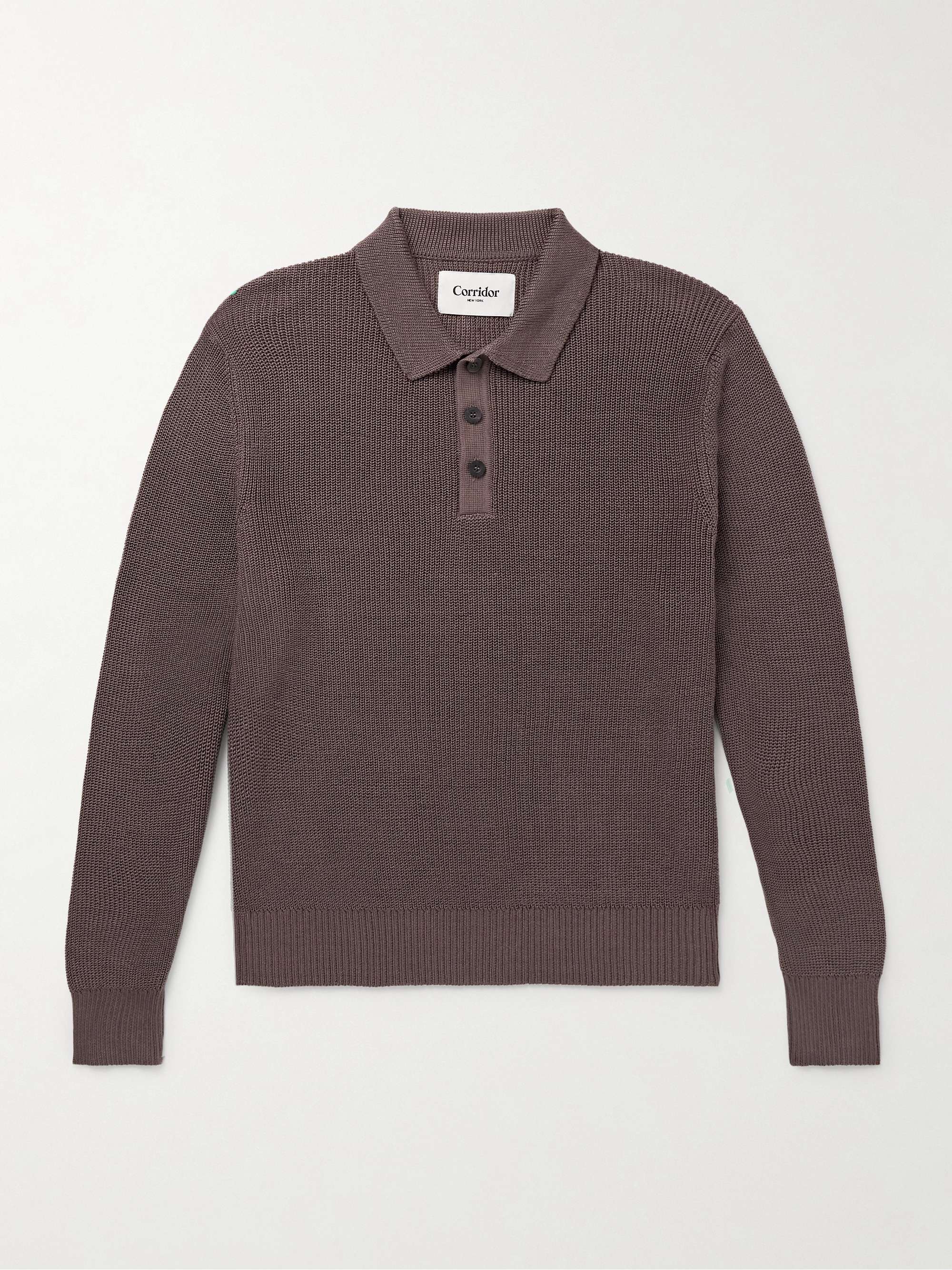 Ribbed Organic Mercerised Cotton Polo Shirt view