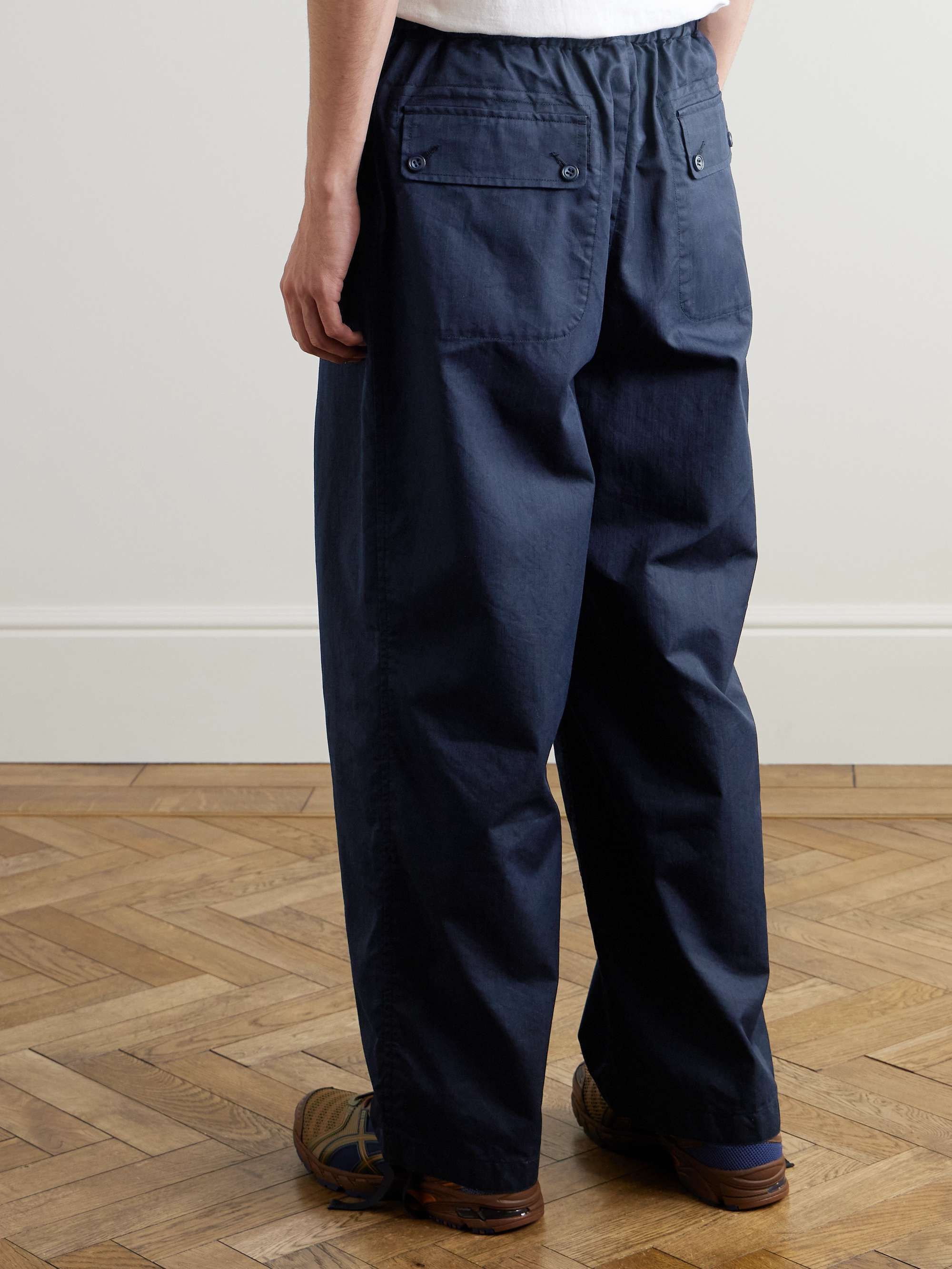 Wide-Leg Cotton-Blend Trousers view