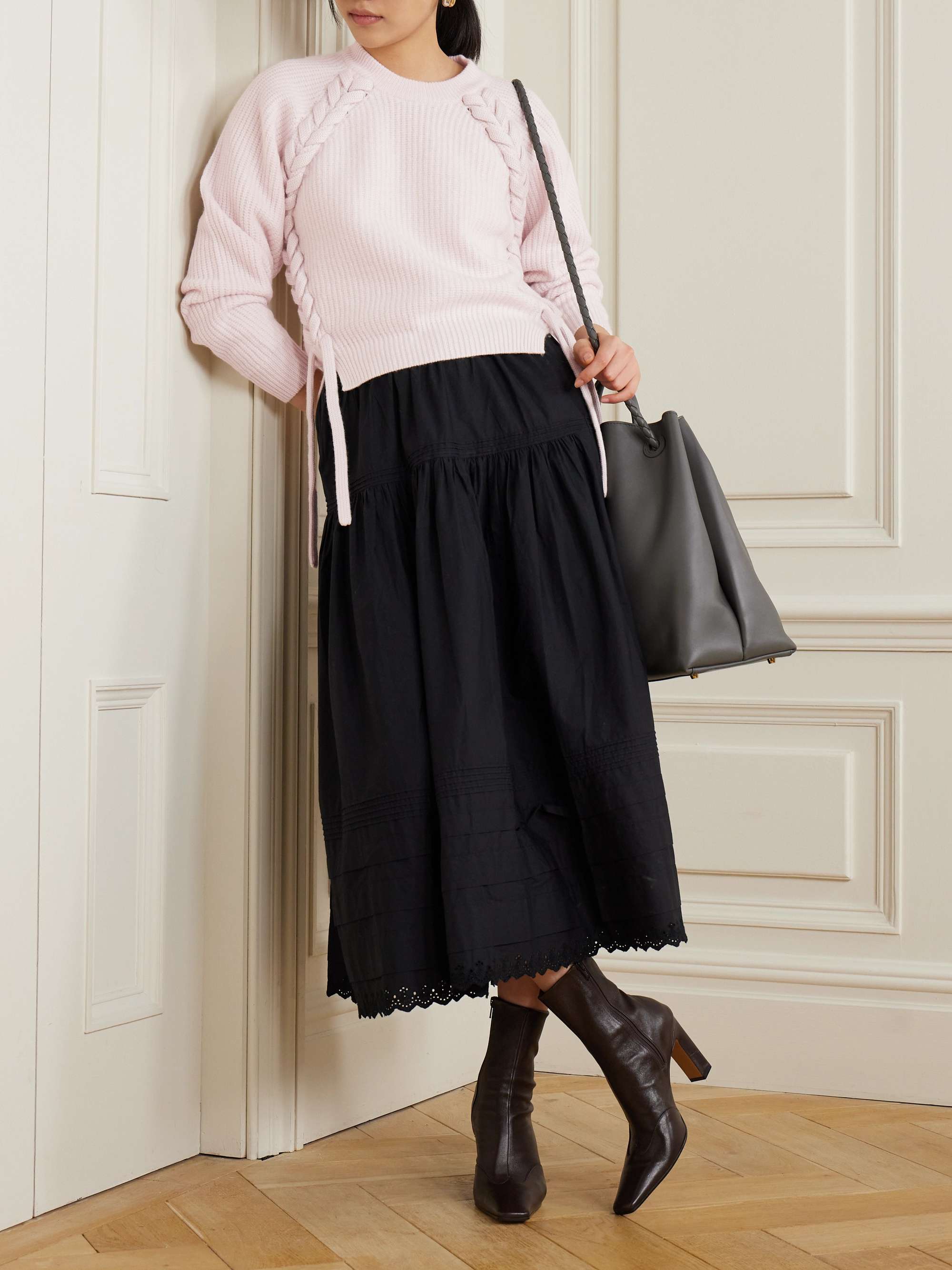 Noelia braided ribbed-knit merino wool sweater view