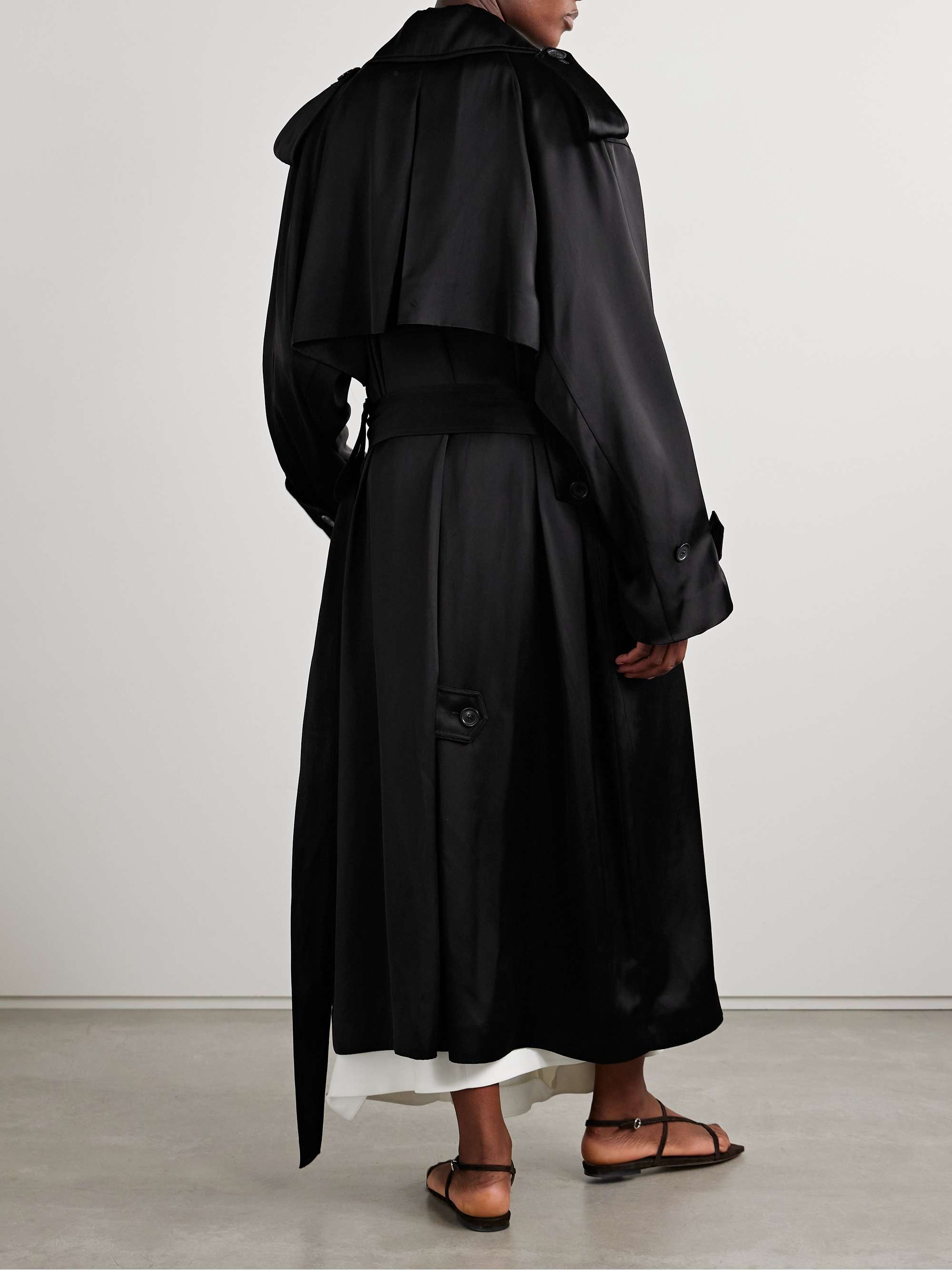 Belted duchesse-satin trench coat view