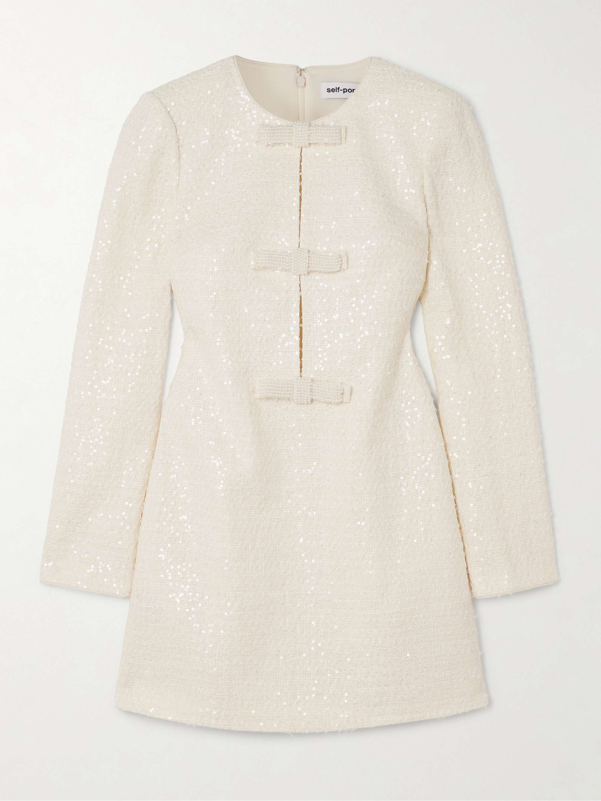 Embellished sequined bouclé-tweed mini dress view