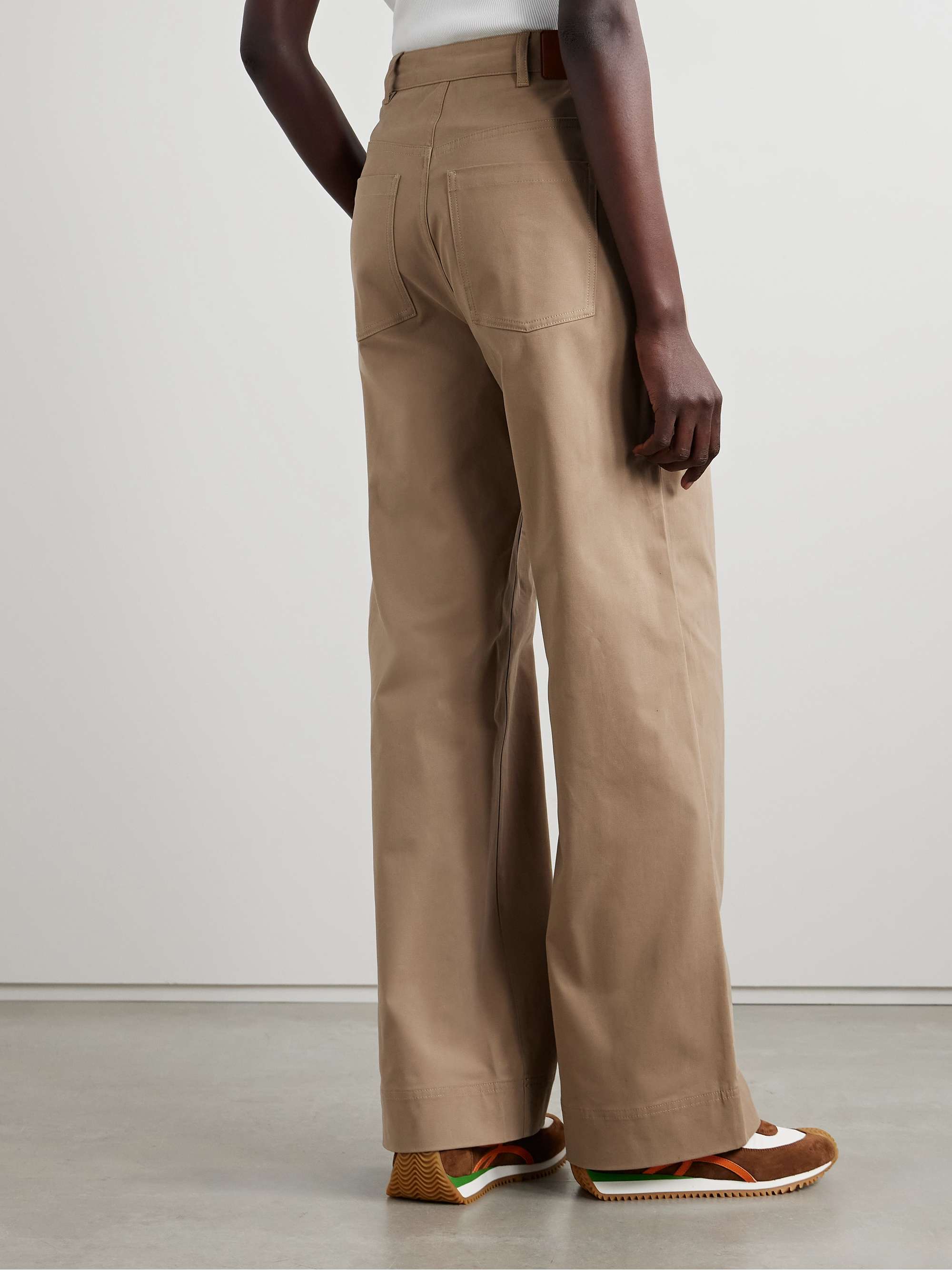 Cotton-blend twill wide leg pants view
