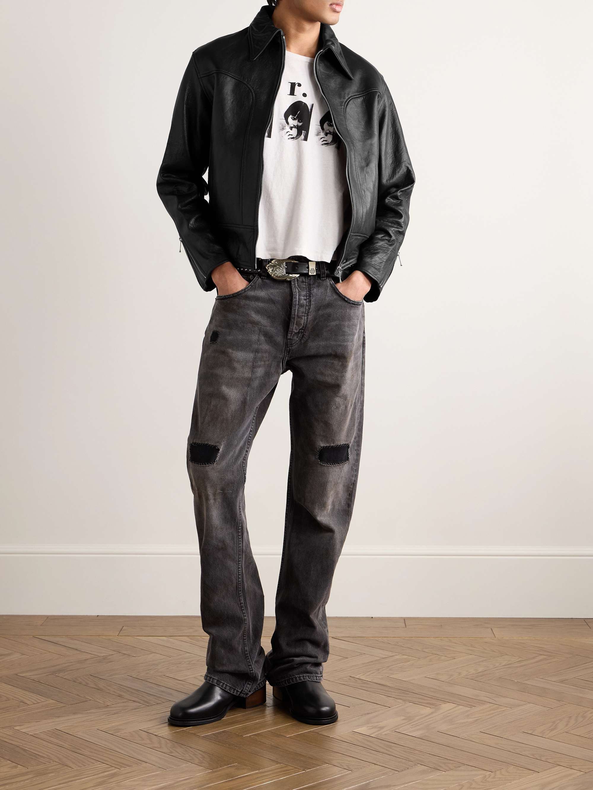 Television Panelled Leather Jacket view