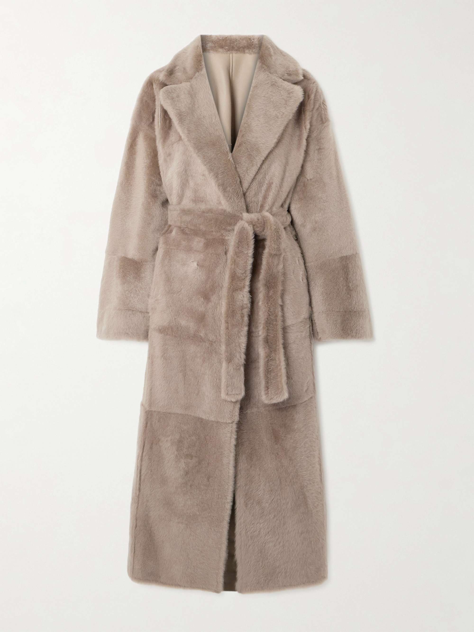 Belted shearling coat view