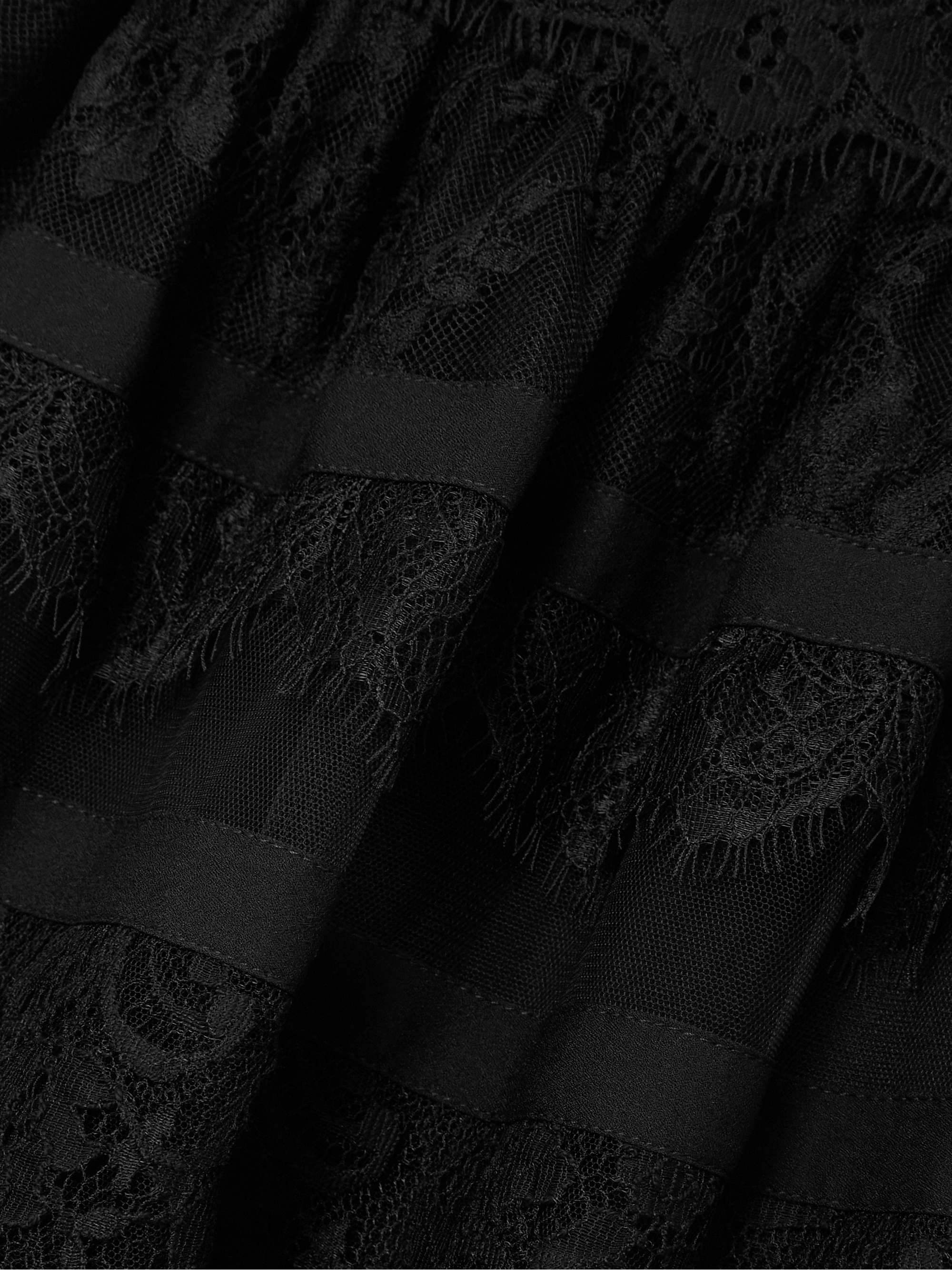 Tiered mesh and lace gown view
