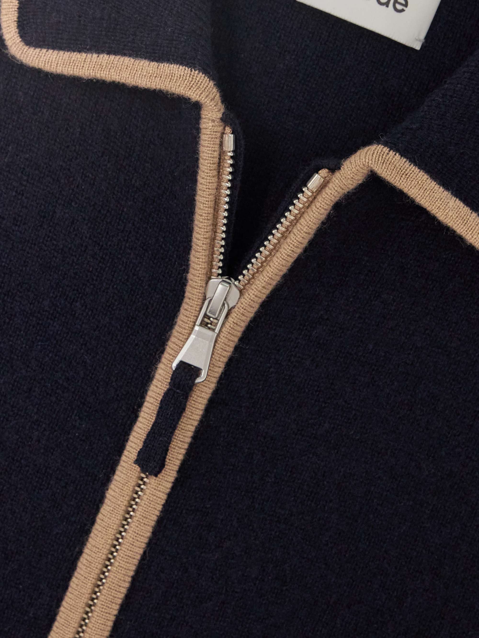 Piped wool and cashmere-blend cardigan view