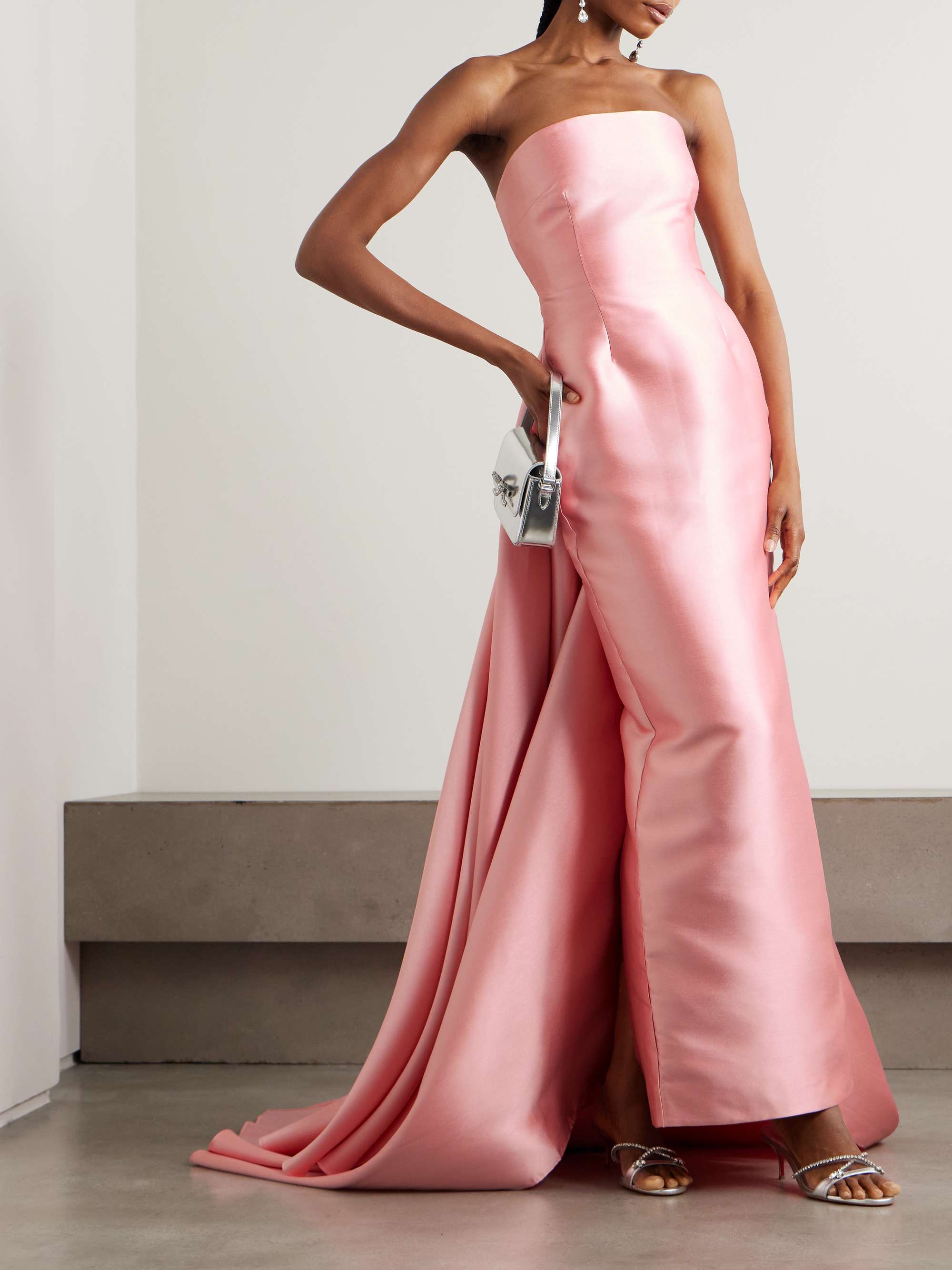 Imani strapless pleated satin-twill gown view