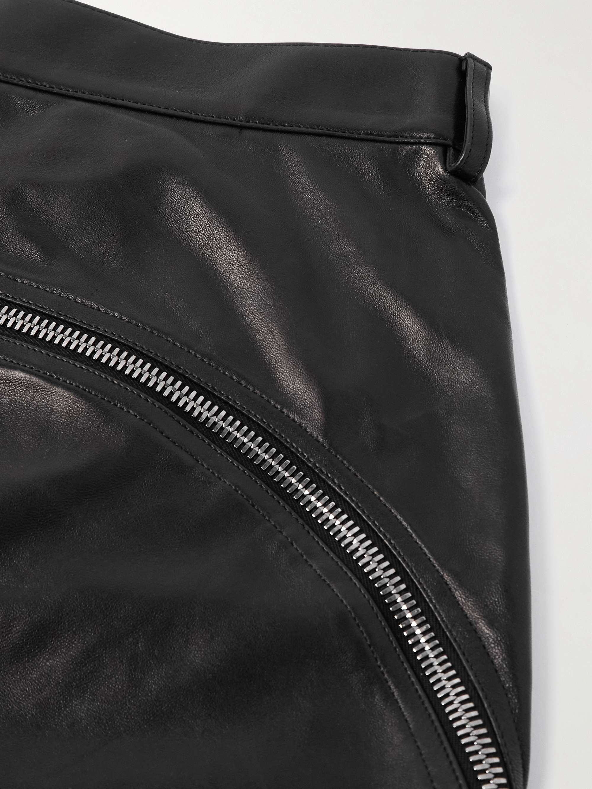 Bolan Banana Flared Zip-Detailed Waxed-Leather Trousers view