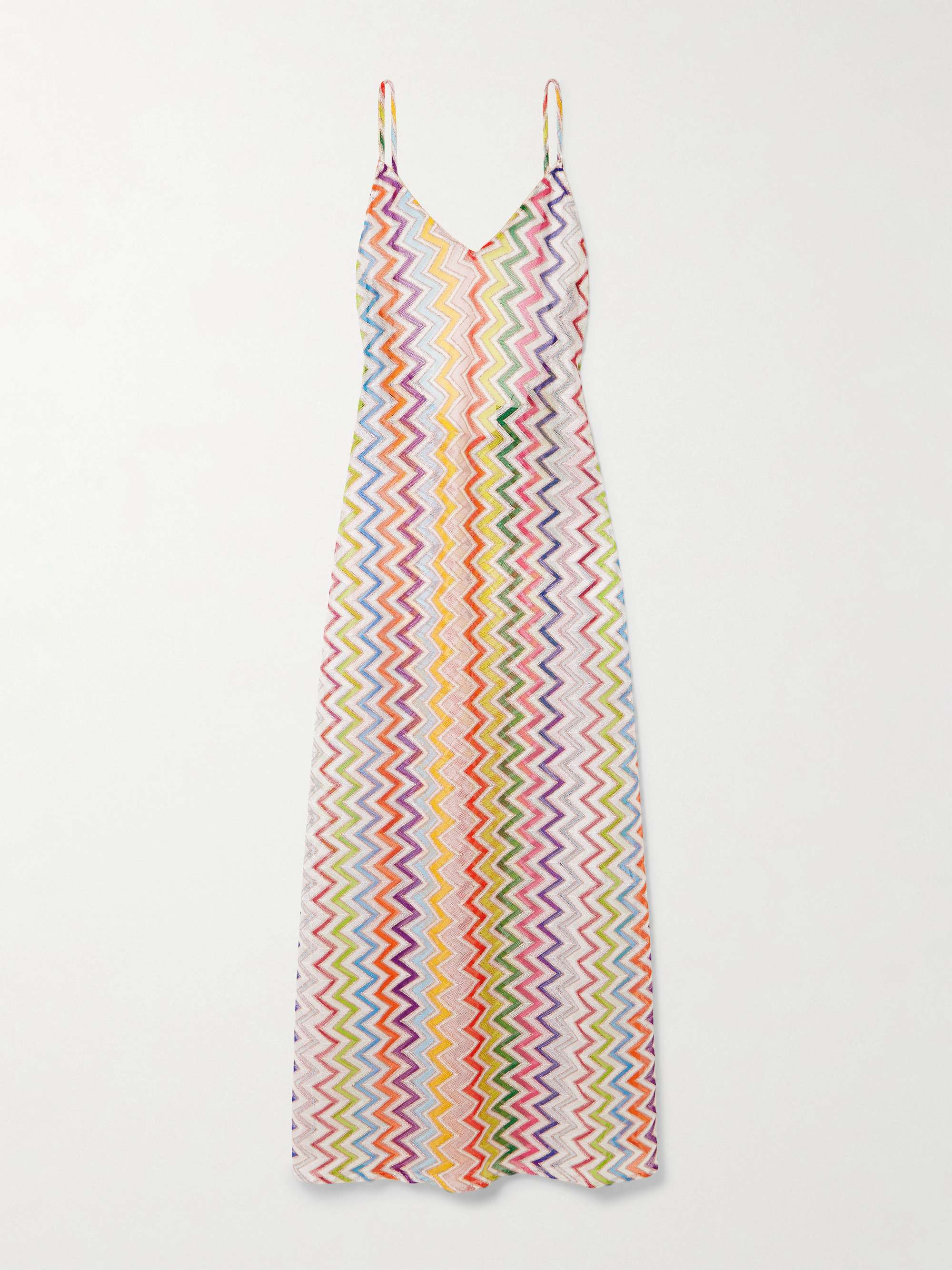 Striped metallic crochet-knit maxi dress view