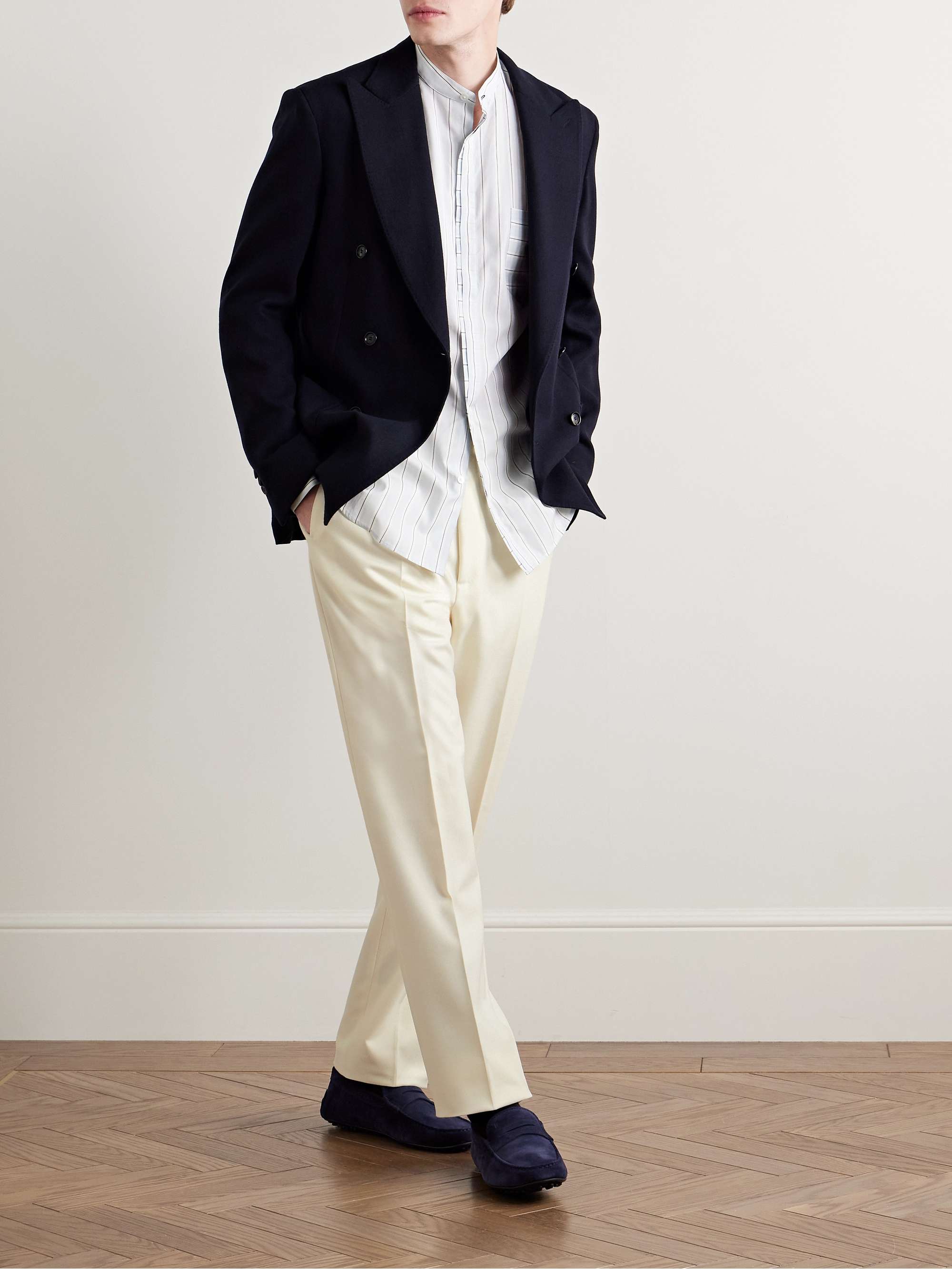 Slim-Fit Straight-Leg Wool-Flannel Tuxedo Trousers view