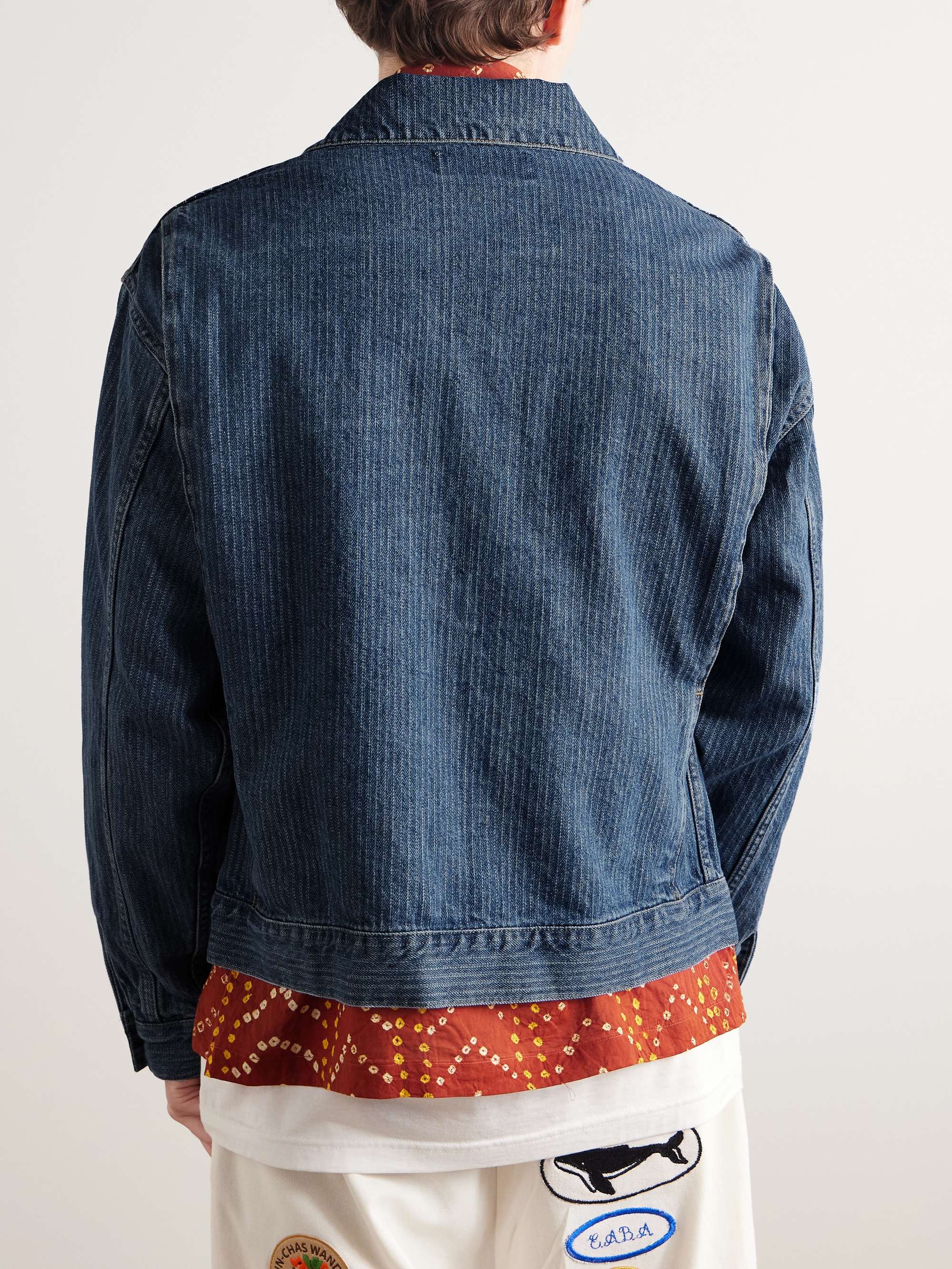 Striped Denim-Jacquard Trucker Jacket view