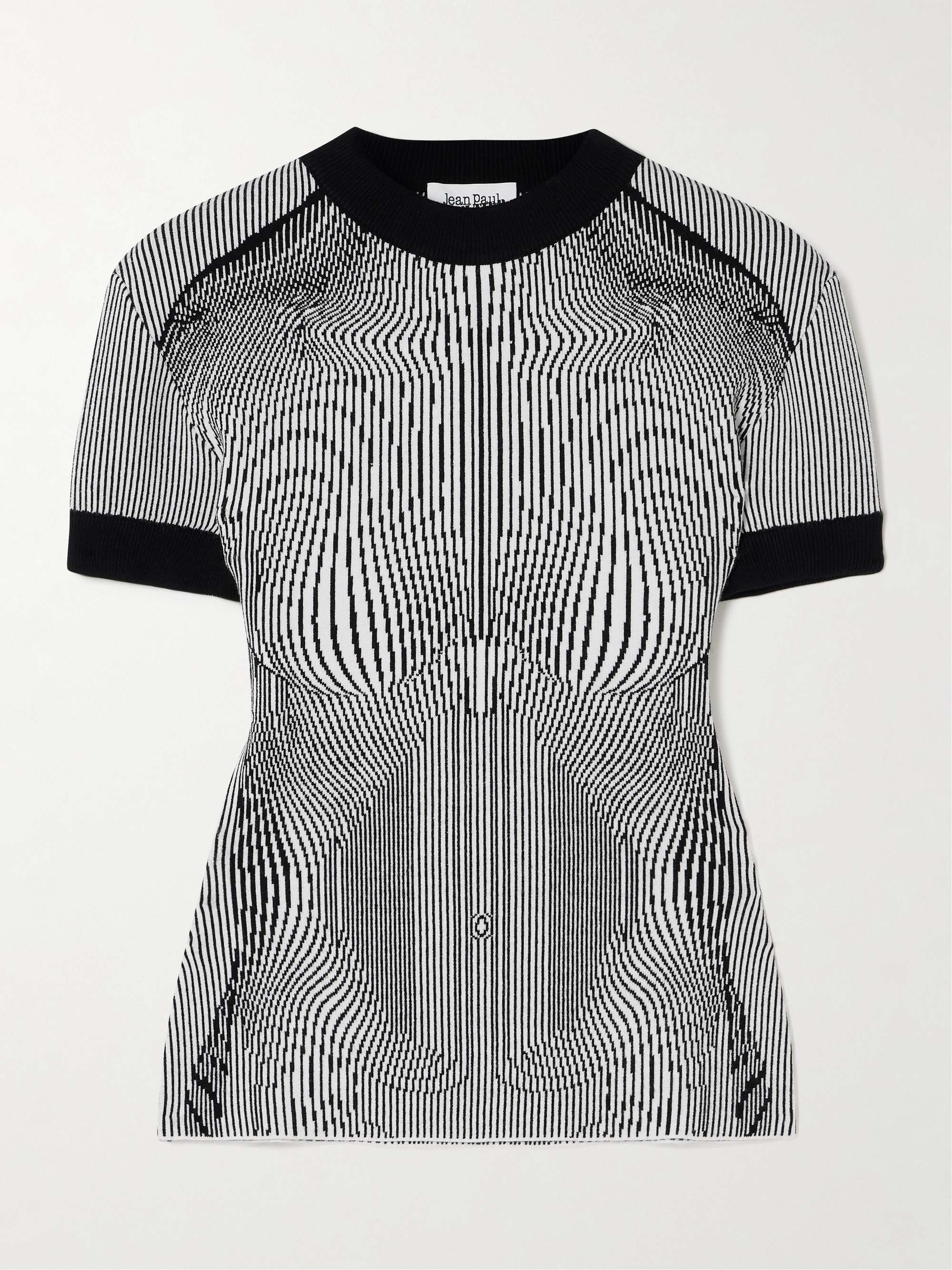 Trompe l'oeil striped jacquard-knit T-shirt view
