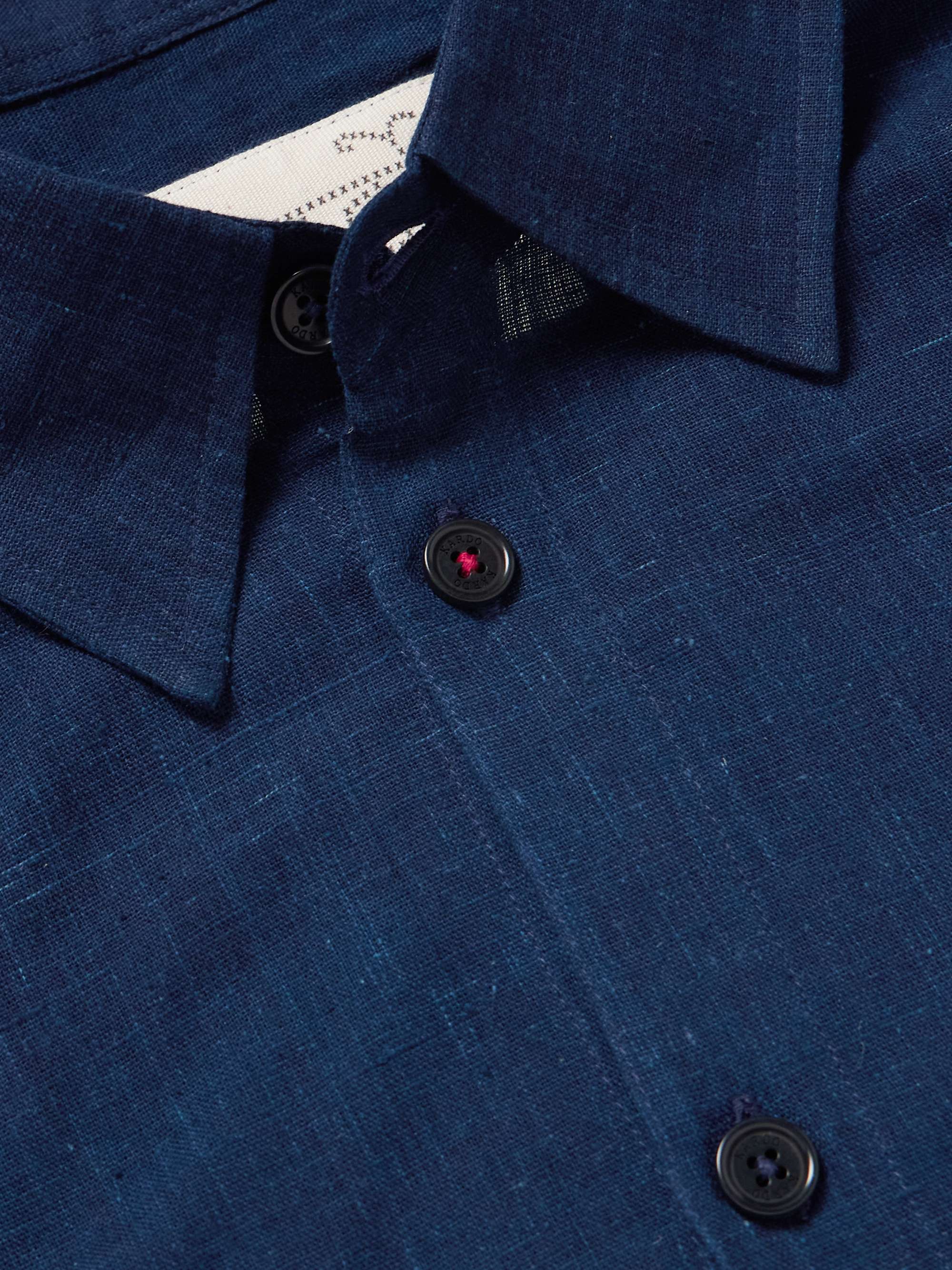 Luis Embroidered Indigo-Dyed Cotton Shirt view