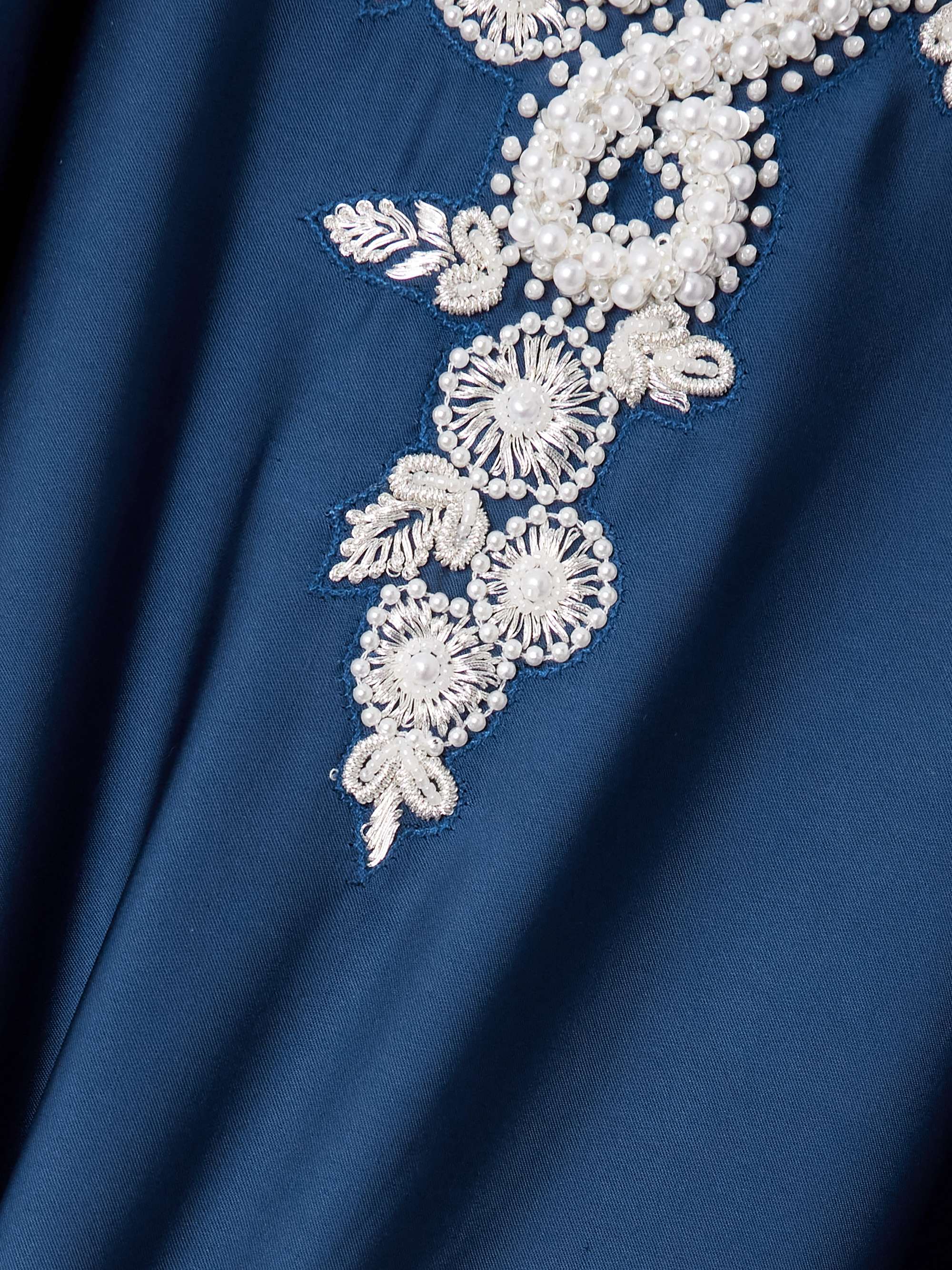 Faux pearl-embellished embroidered twill gown view