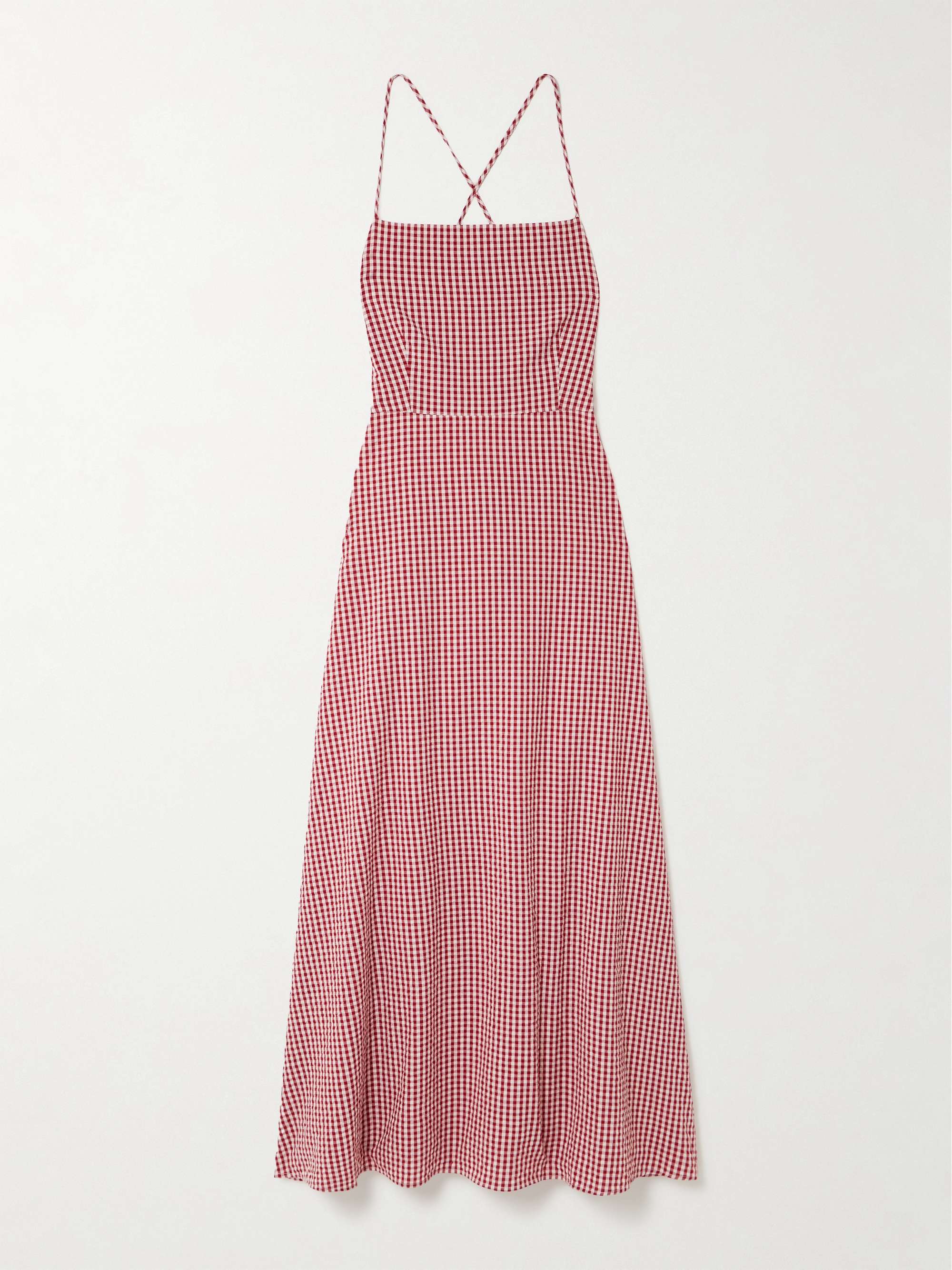 Lori open-back gingham linen-seersucker maxi dress view