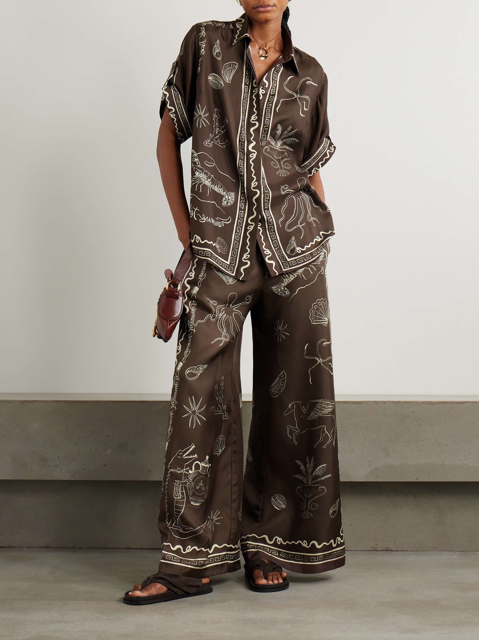 + Sam Pauletto Sammy printed silk-twill wide-leg pants view